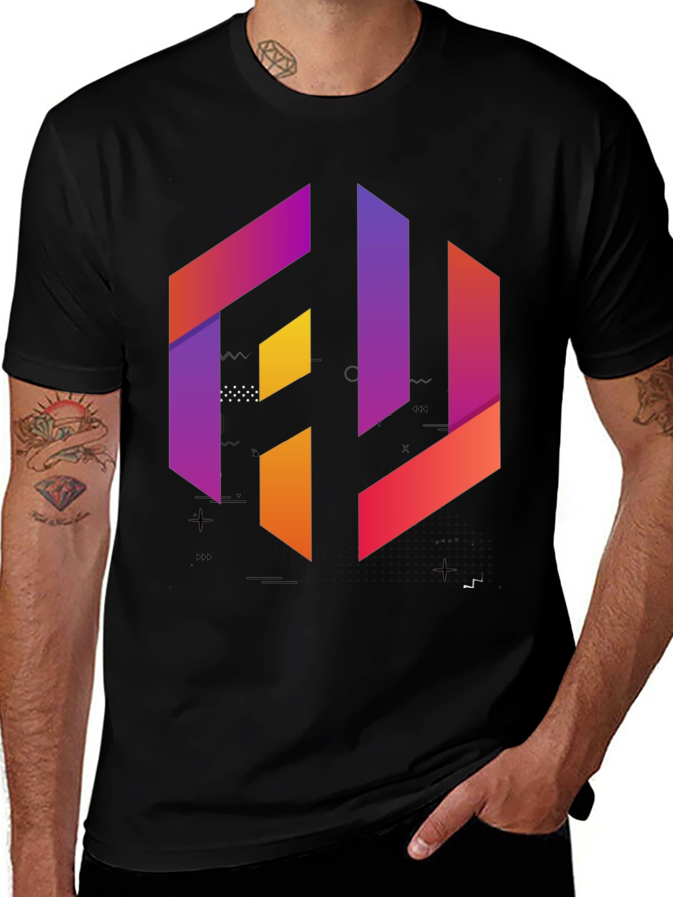 Variant 29 of Geometric Gradient Graphic Tee - Modern Style