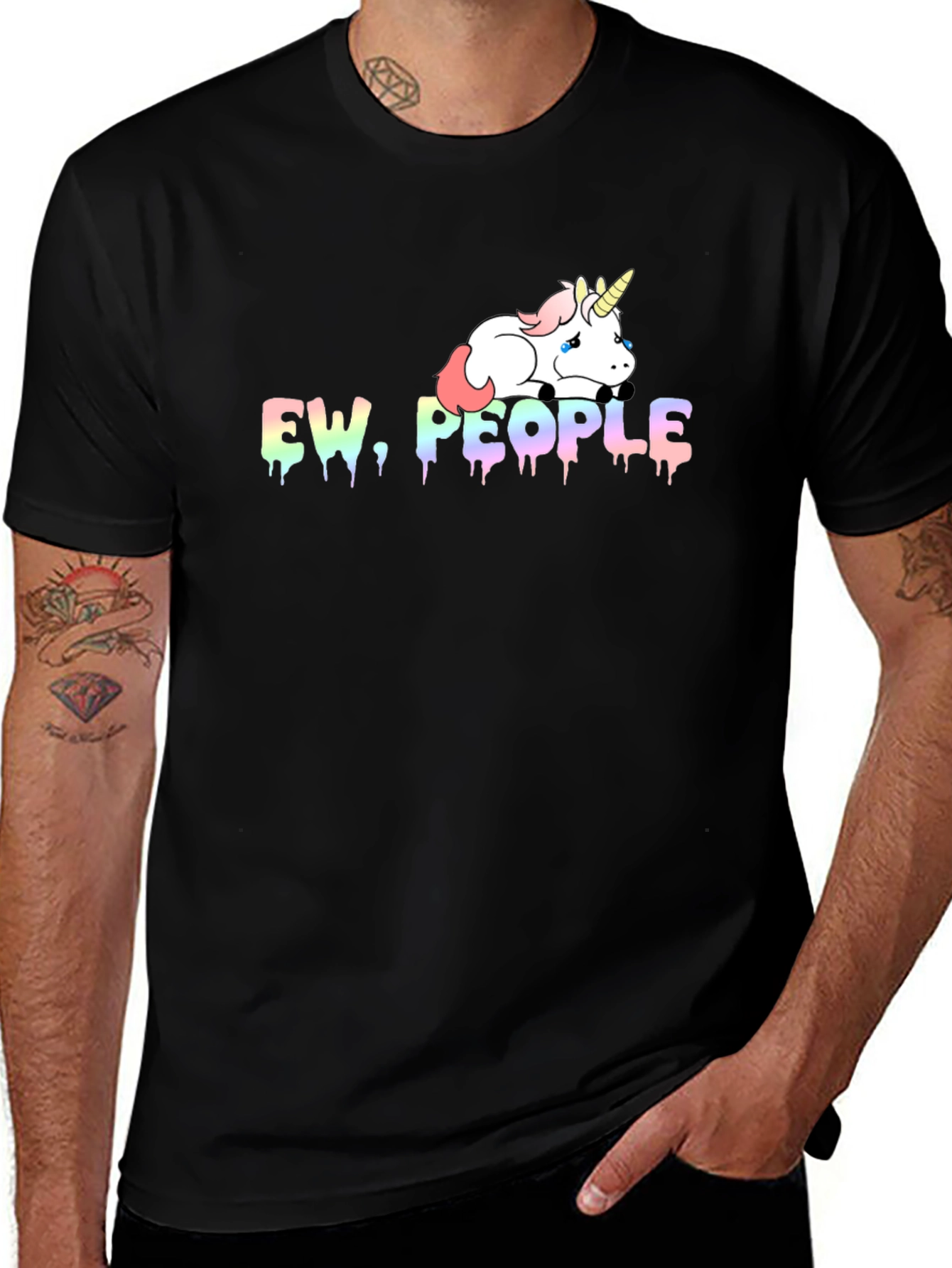 Variant 3 of Ew, People Unicorn Graphic Tee - Black Cotton Blend
