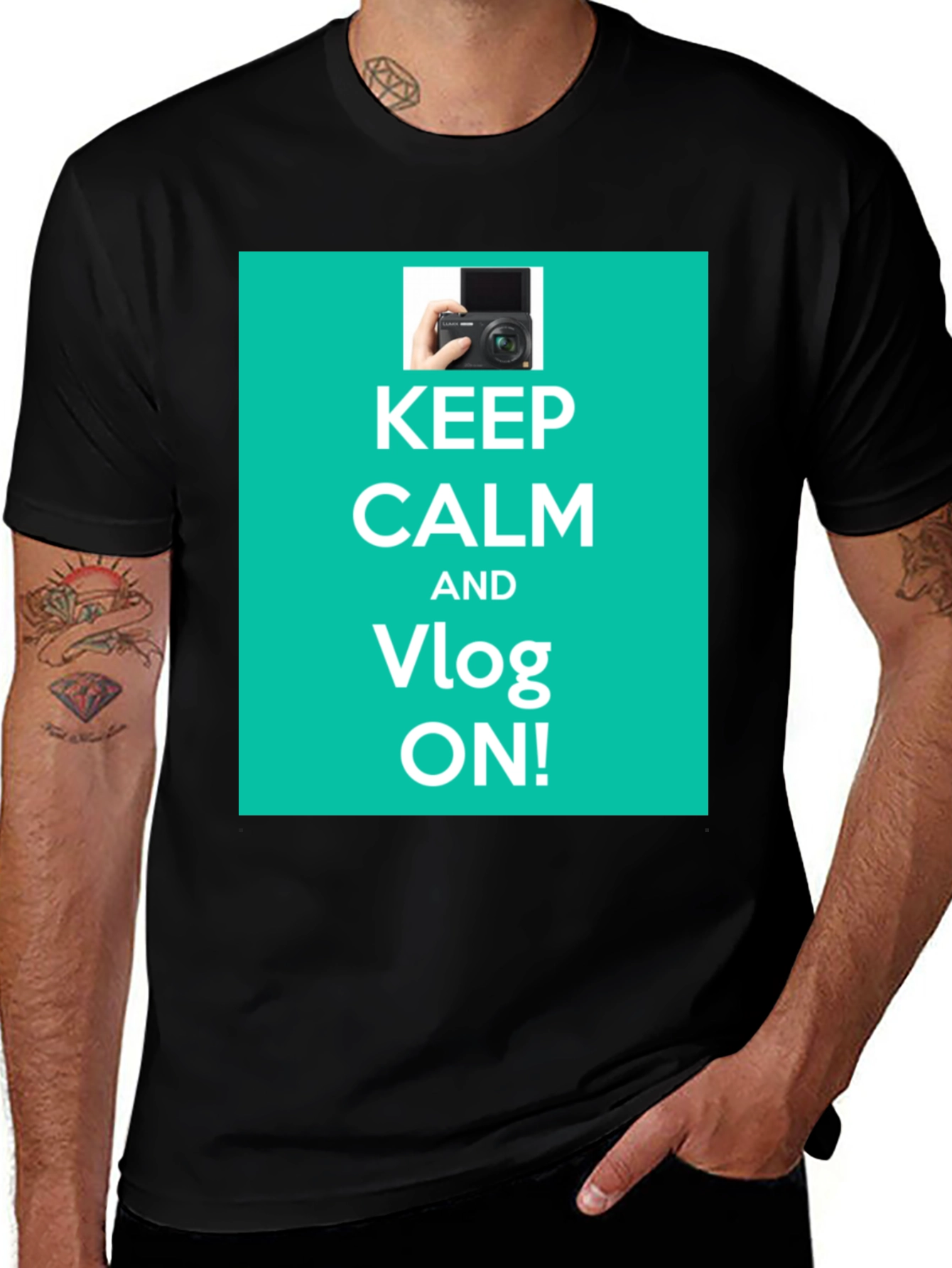 Variant 20 of Keep Calm & Vlog On Black T-Shirt