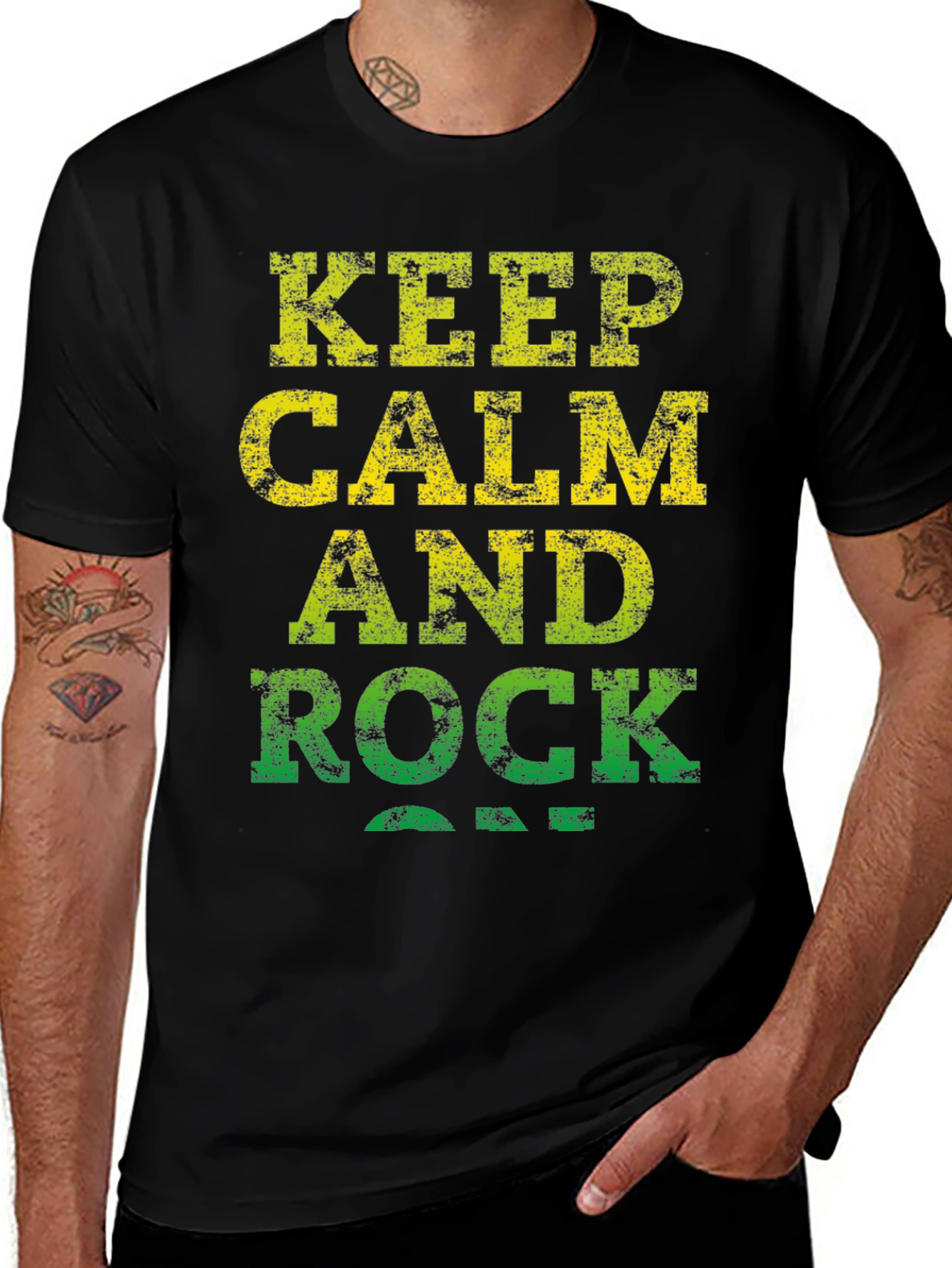Variant 2 of Keep Calm and Rock On Black T-Shirt