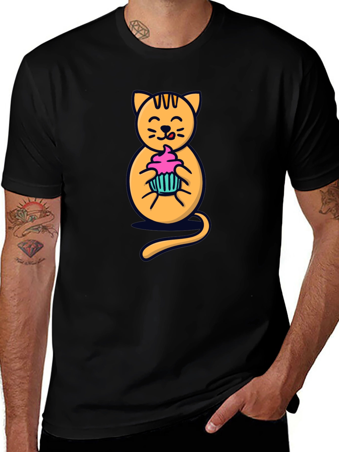 Variant 26 of Cute Cat Cupcake T-Shirt - Soft Cotton Graphic Tee