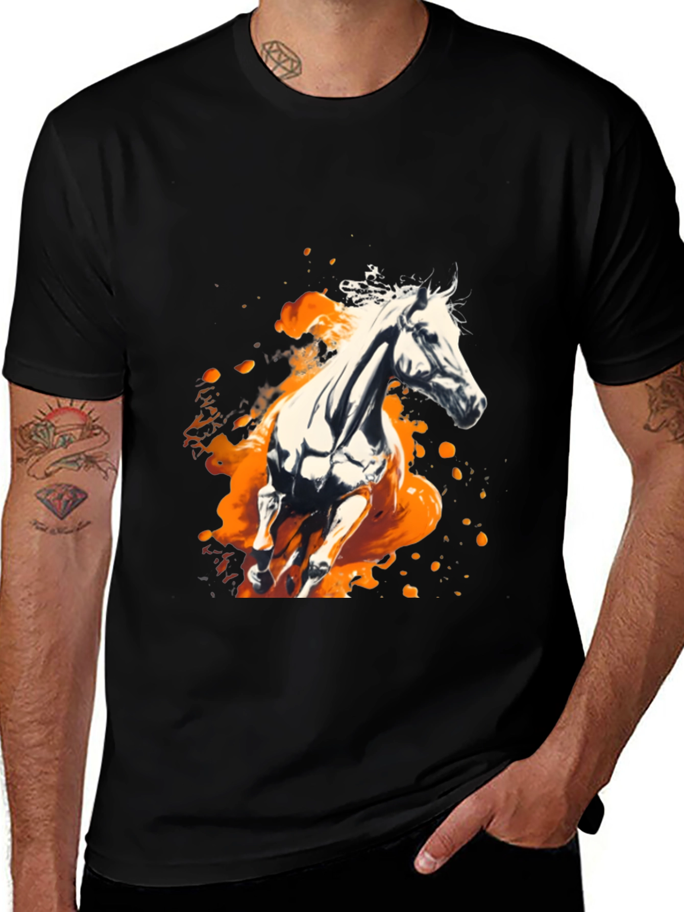 Variant 13 of Horse Graphic Black T-Shirt