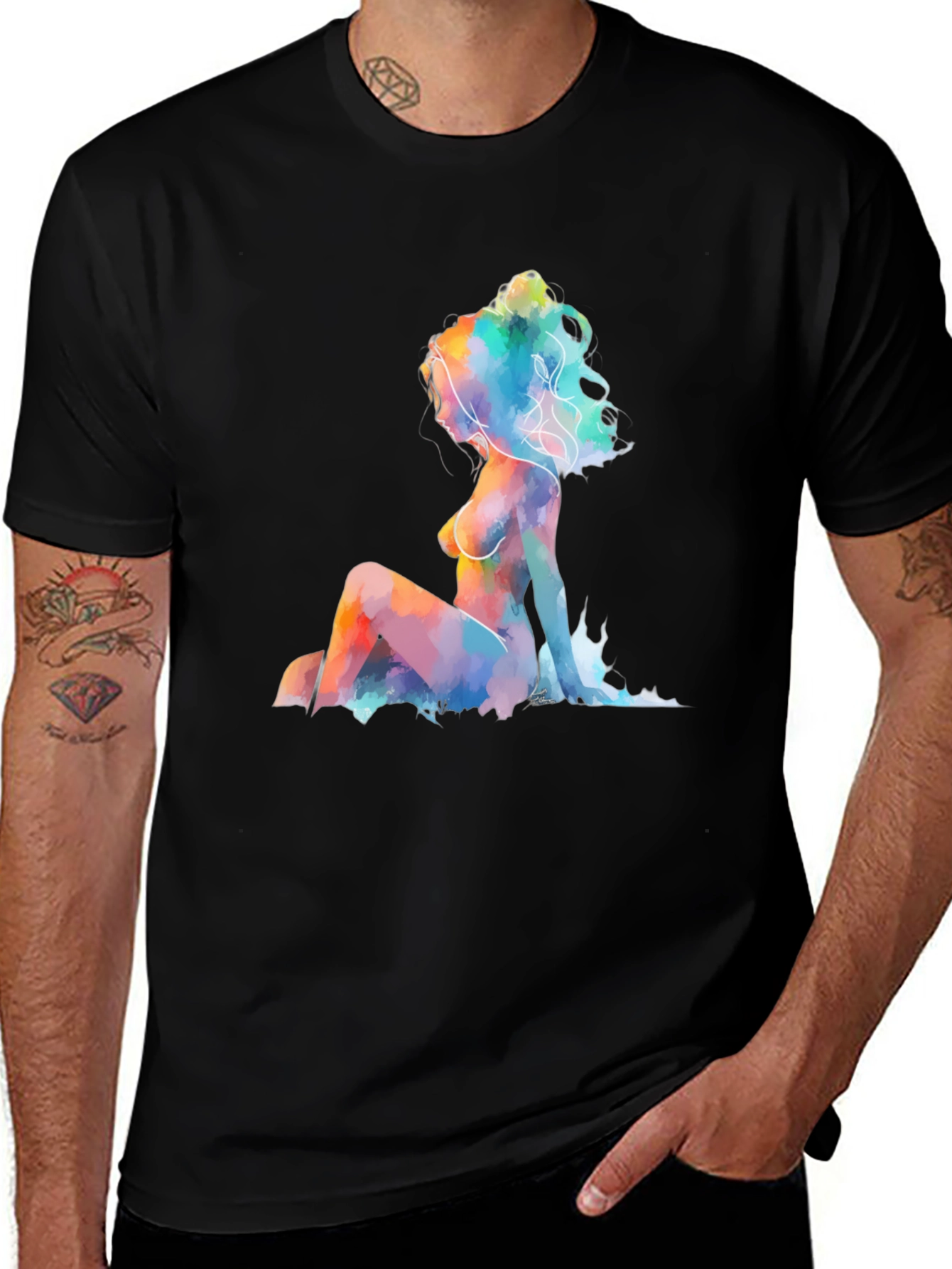 Variant 8 of Watercolor Woman Graphic Tee - Unique Artistic Design