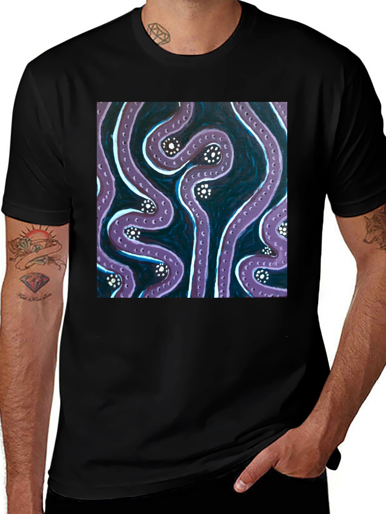 Variant 29 of Abstract Tentacle Art Black T-Shirt