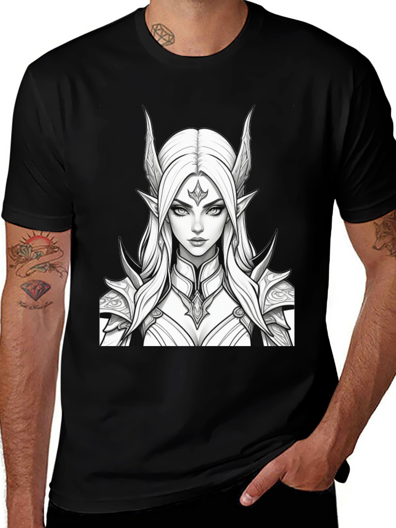 Elf Warrior Graphic Tee - Black Unisex T-Shirt