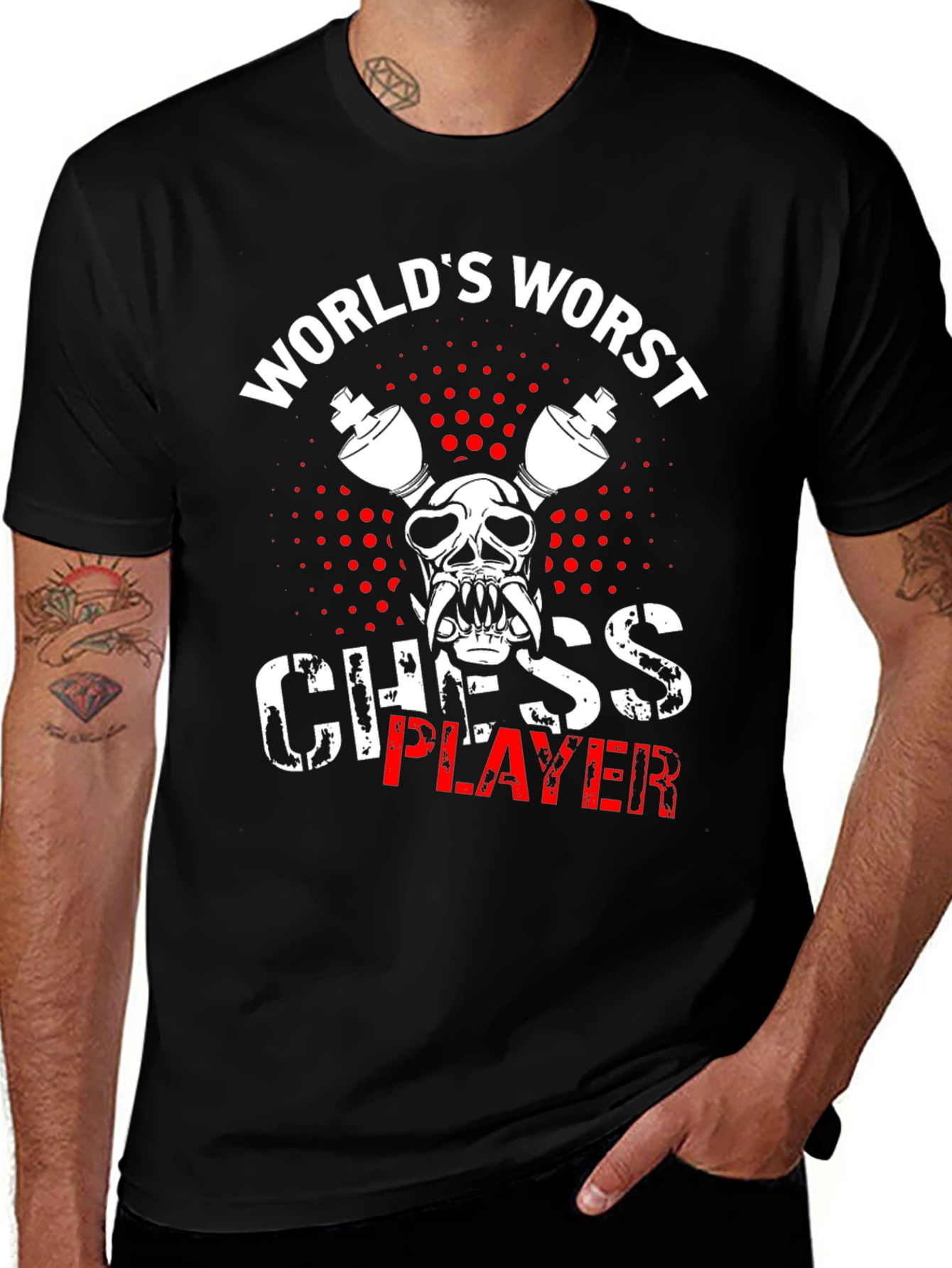 Variant 28 of World's Worst Chess Player Black T-Shirt
