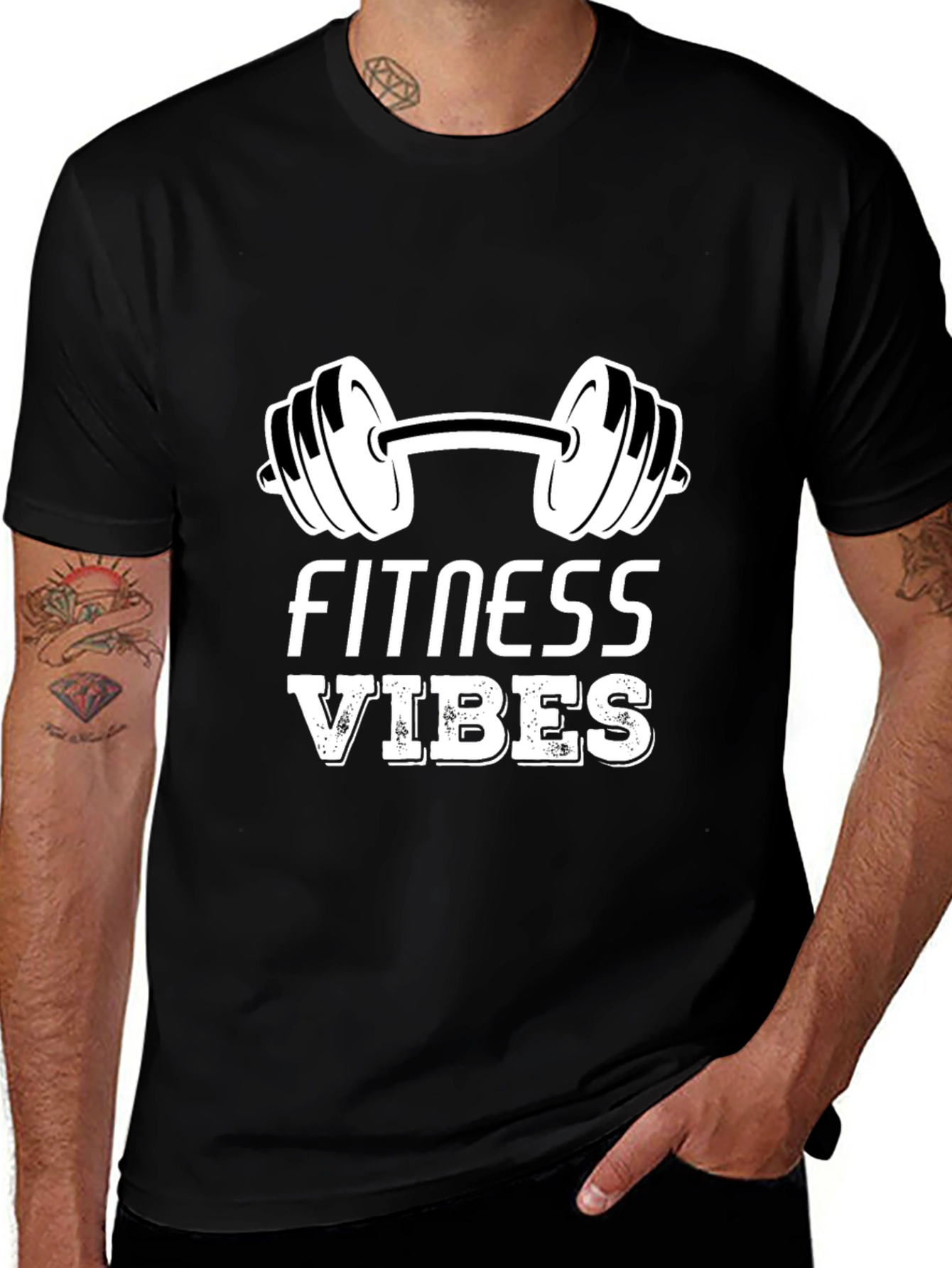 Variant 16 of Fitness Vibes Graphic T-Shirt - Black