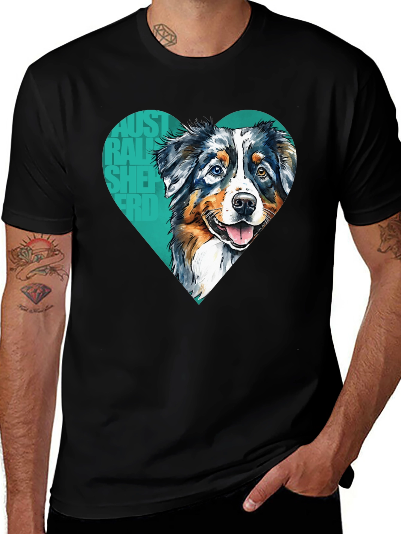 Variant 4 of Australian Shepherd Heart T-Shirt - Dog Lover Tee