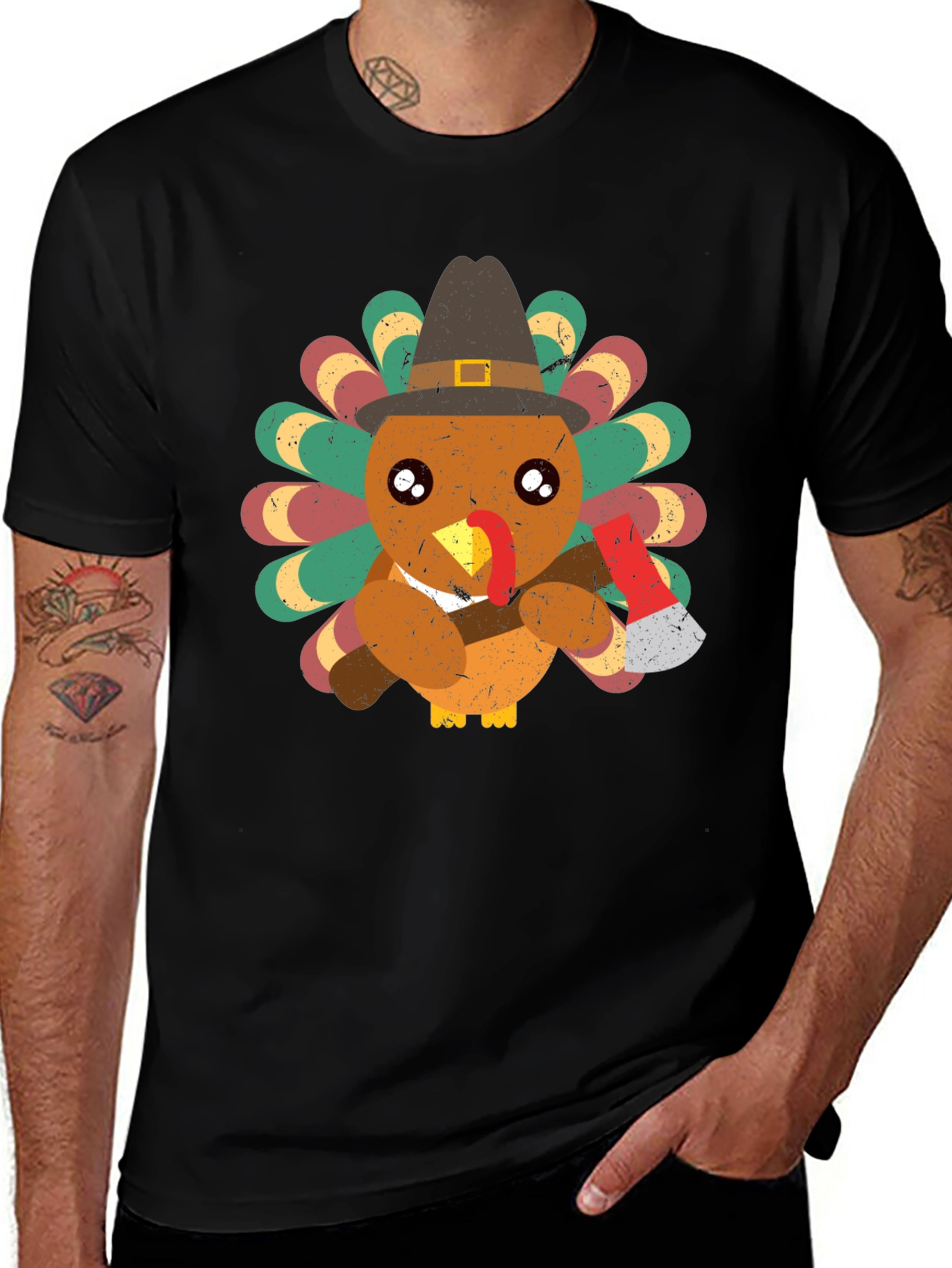 Variant 13 of Turkey Axe T-Shirt Thanksgiving Holiday Funny Shirt