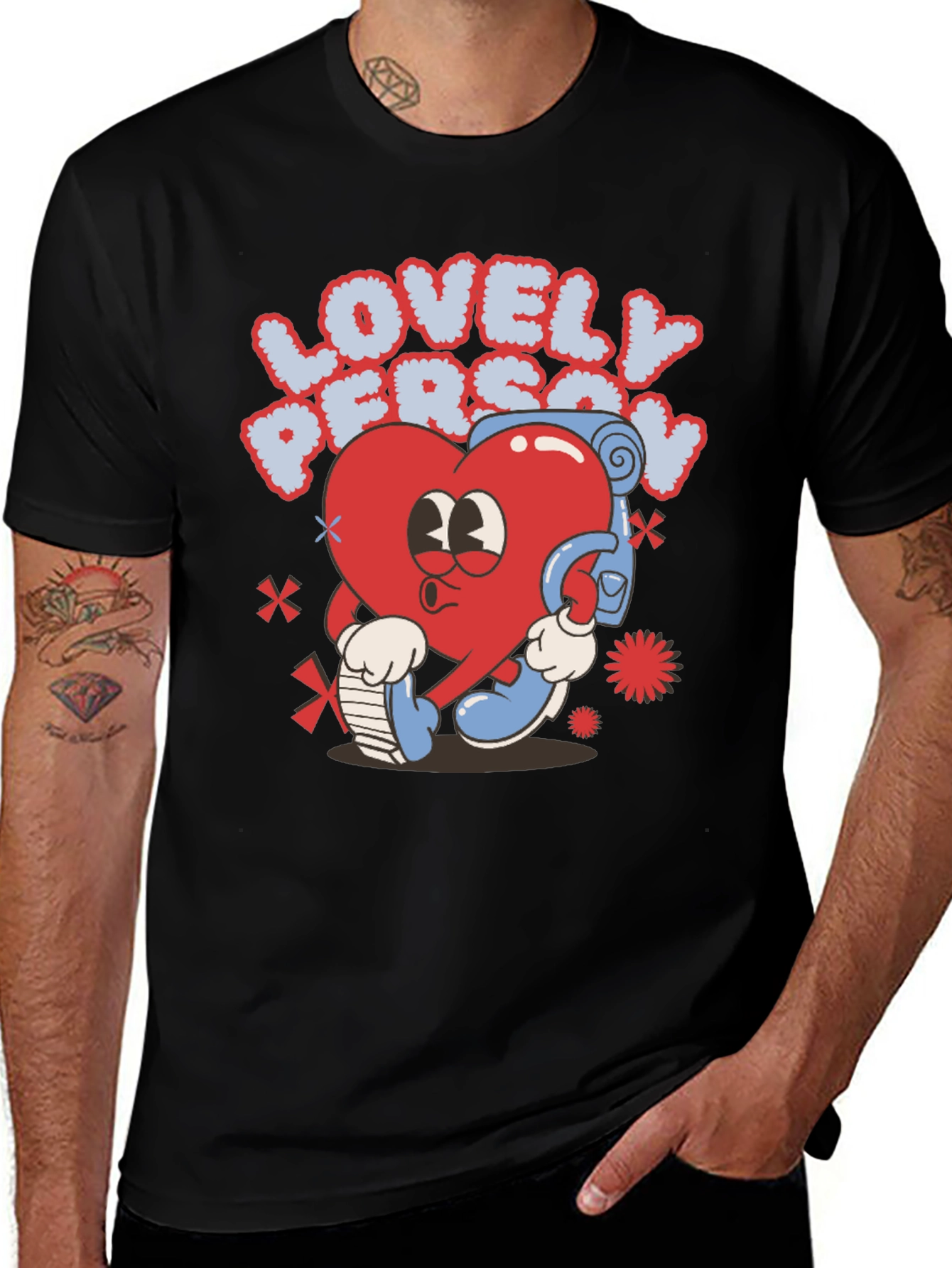 Variant 11 of Lovely Person Heart Cartoon Black T-Shirt