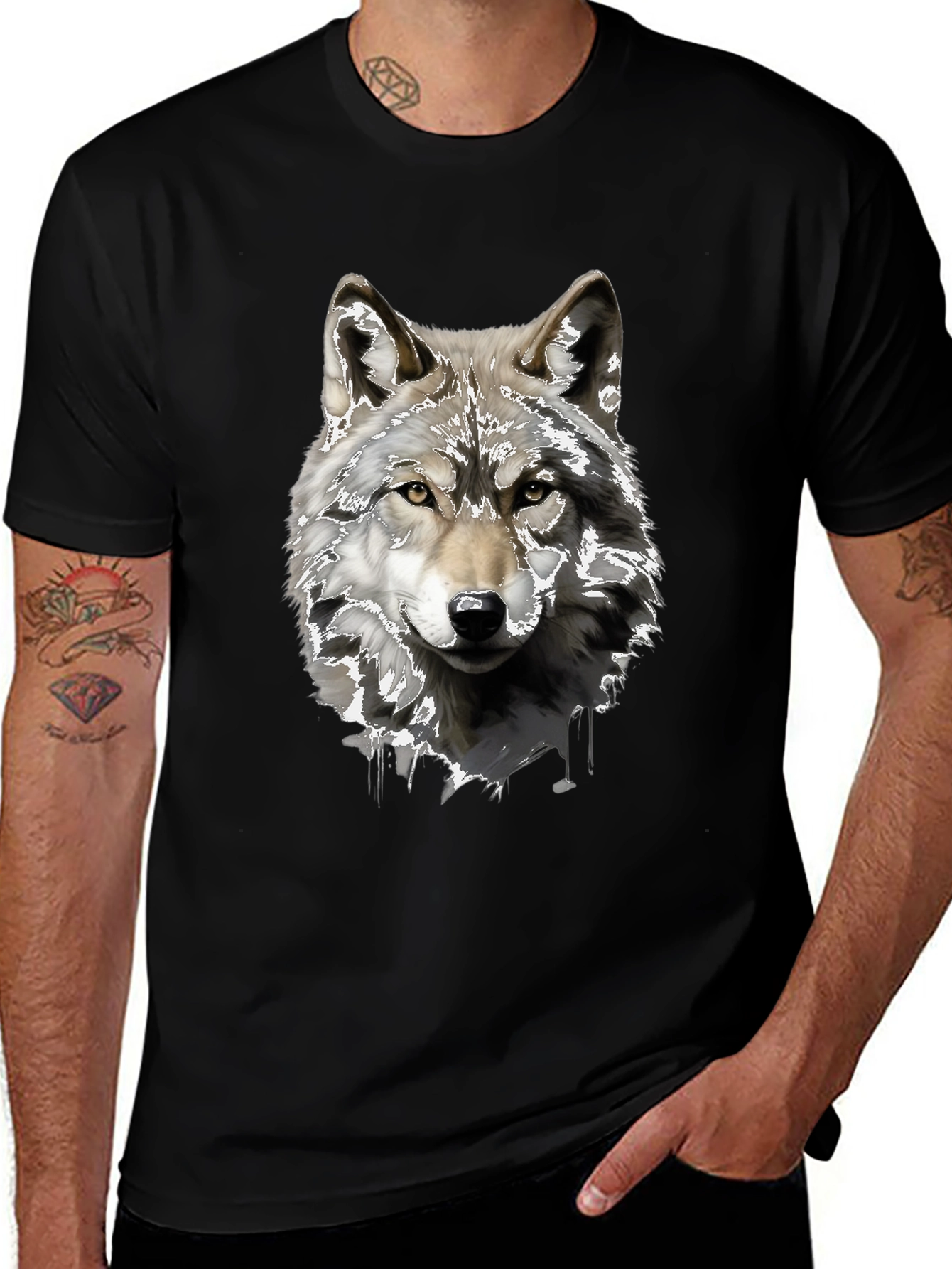 Variant 30 of Wolf Graphic Print Black T-Shirt
