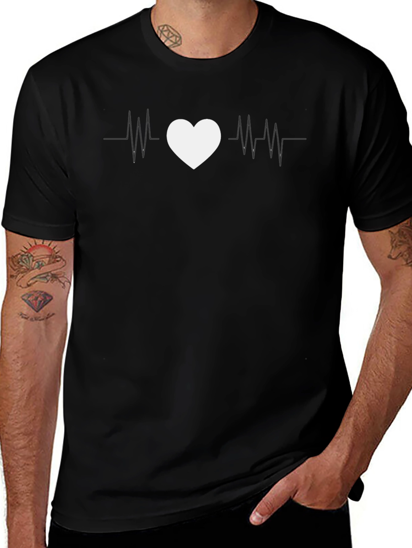 Variant 22 of Heartbeat Love Graphic Tee - Black