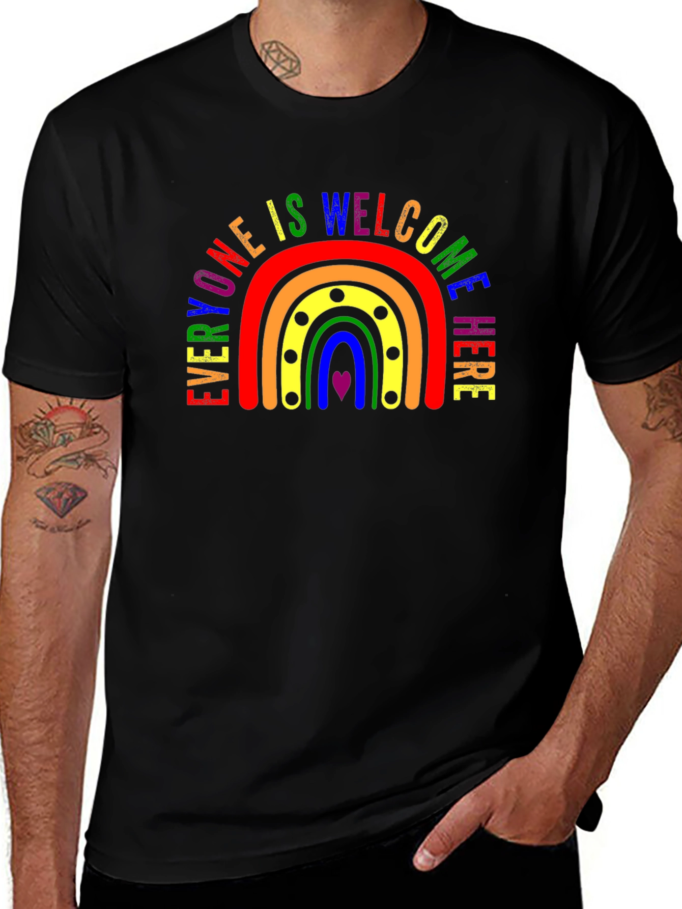 Variant 2 of Everyone Welcome Here Rainbow T-Shirt