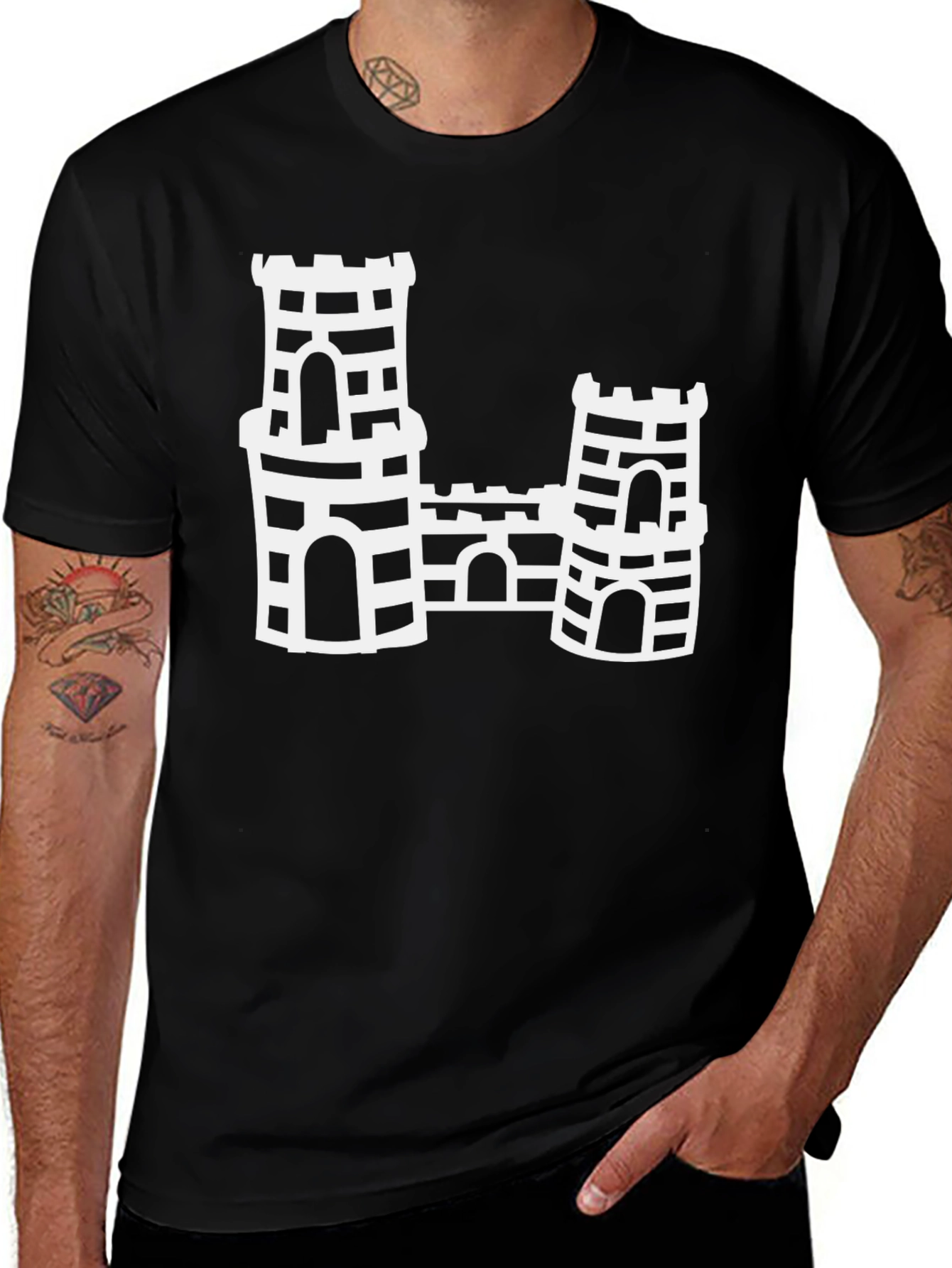 Variant 29 of Castle Graphic Tee - Black Cotton Blend