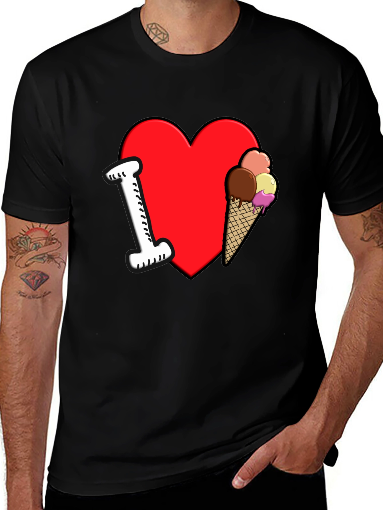 Variant 3 of I Love Ice Cream Graphic Tee - Fun Design