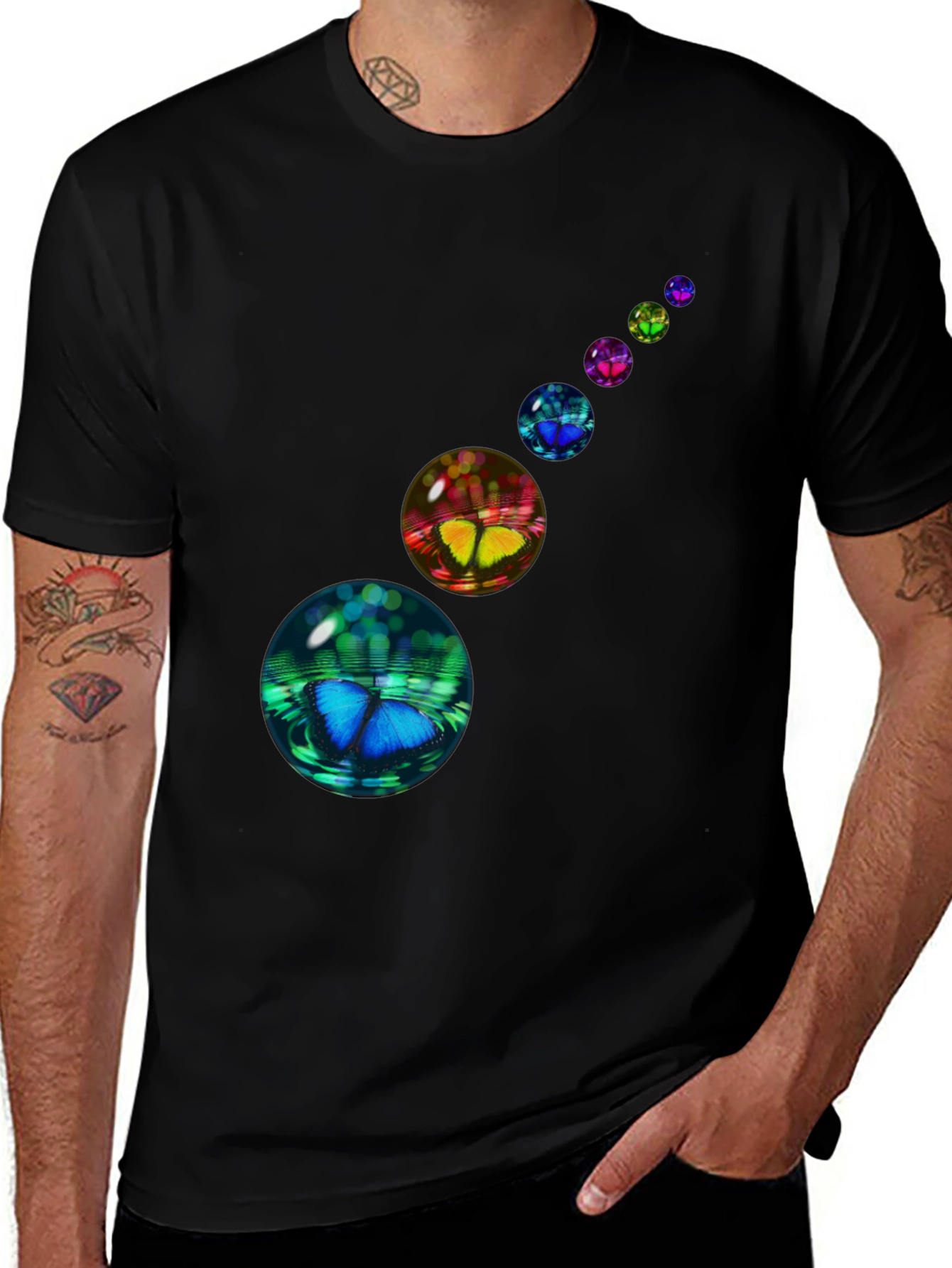 Variant 9 of Butterfly Bubble Black T-Shirt