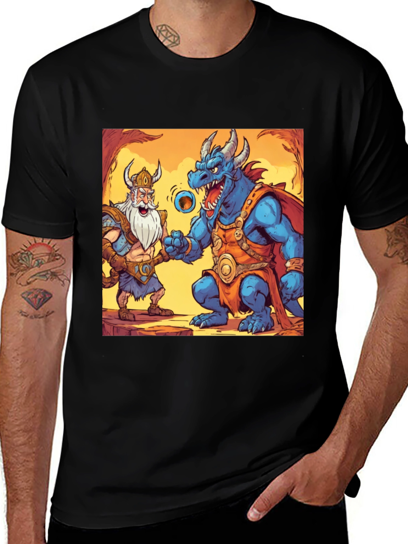 Variant 7 of Cartoon Viking & Dragon T-Shirt