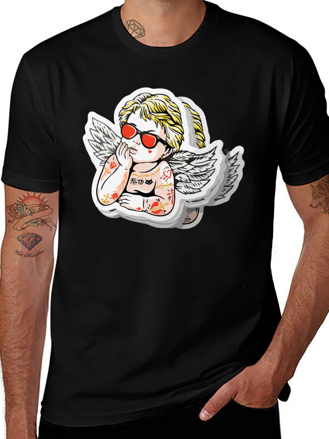 Variant 26 of Cool Angel Tattoo T-Shirt