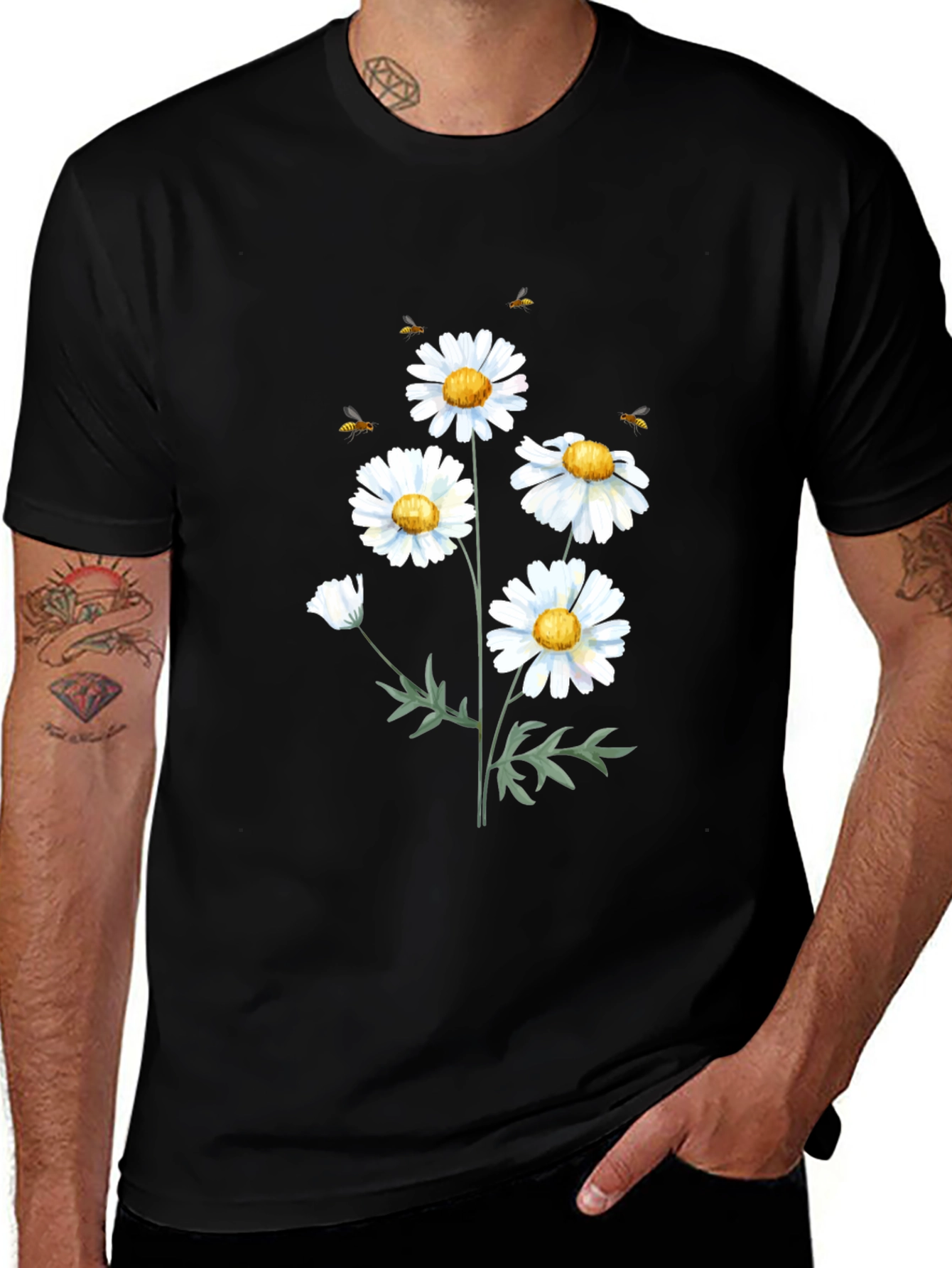 Variant 16 of Daisy & Bees Graphic Black Tee