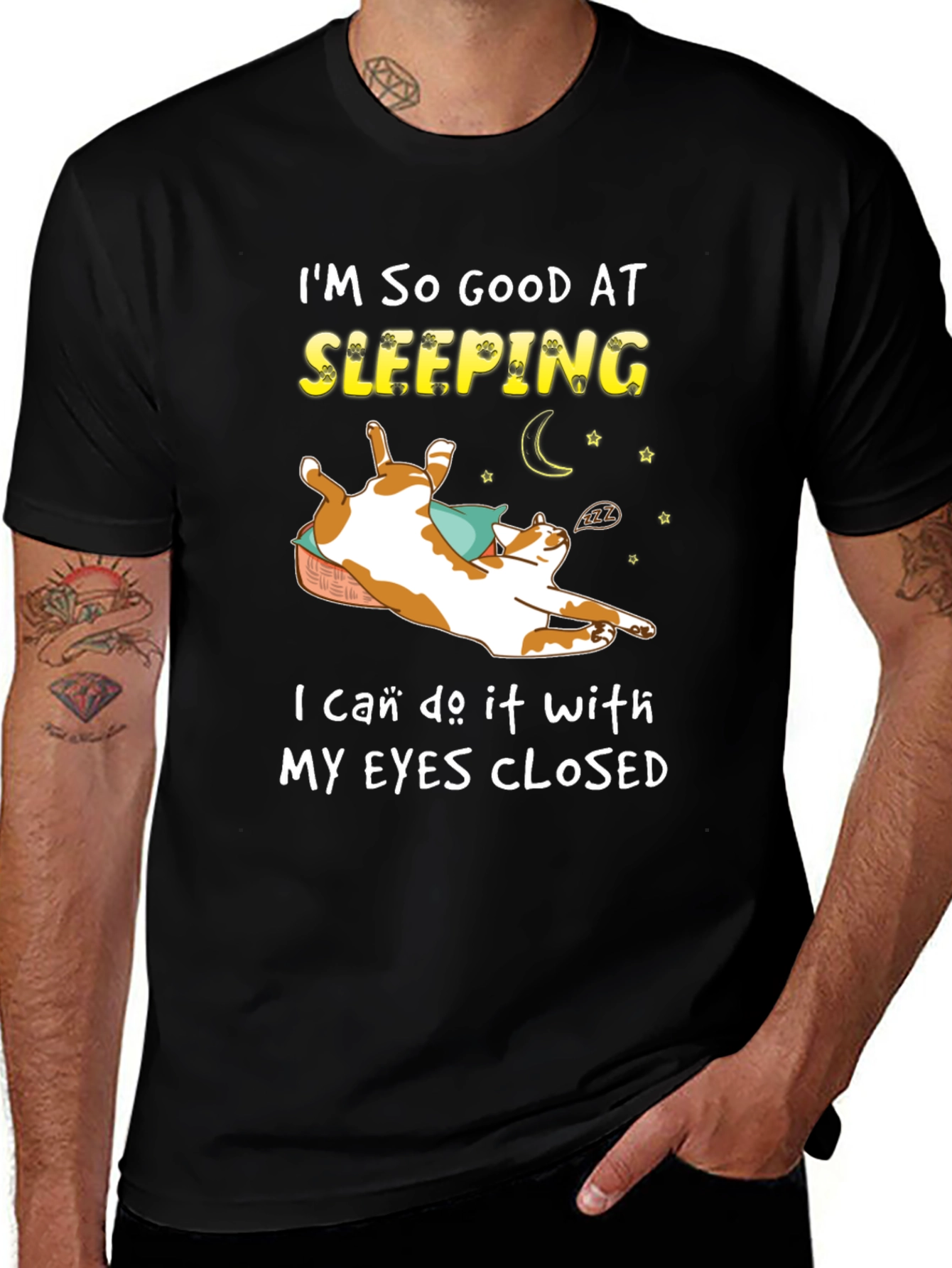 Variant 17 of Funny Cat Sleeping T-Shirt - 'I'm So Good At Sleeping'