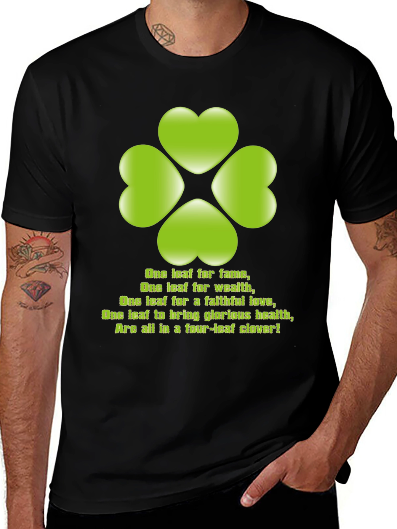 Variant 24 of Lucky Clover T-Shirt: Four Leaf Clover Design