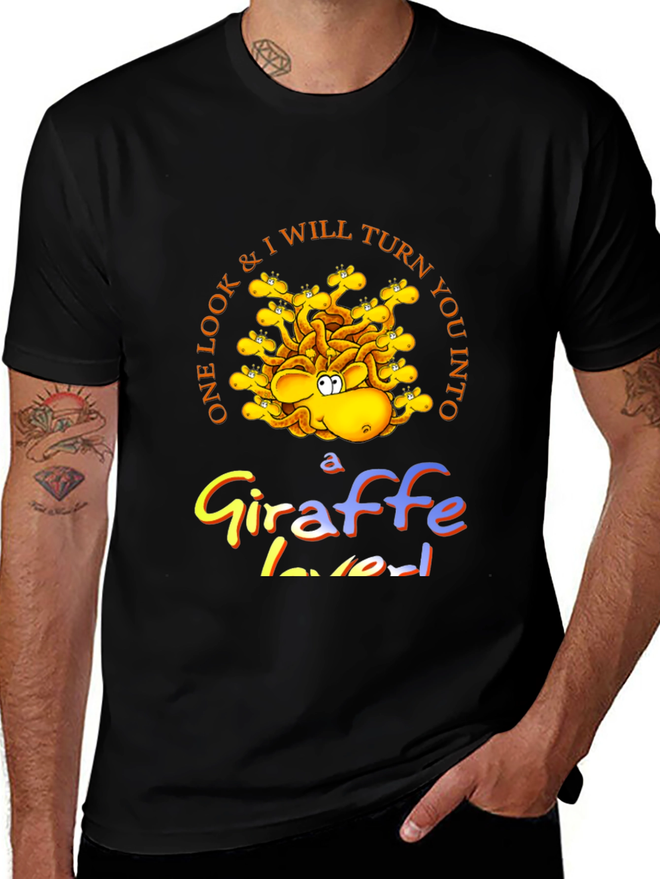 Variant 13 of Giraffe Lover Black Graphic Tee
