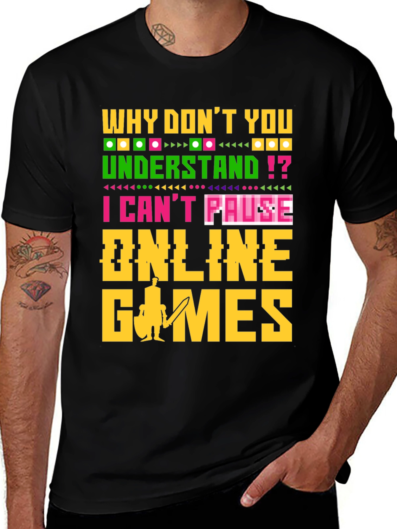 Variant 2 of Funny Gamer T-Shirt - Can't Pause Online Games!