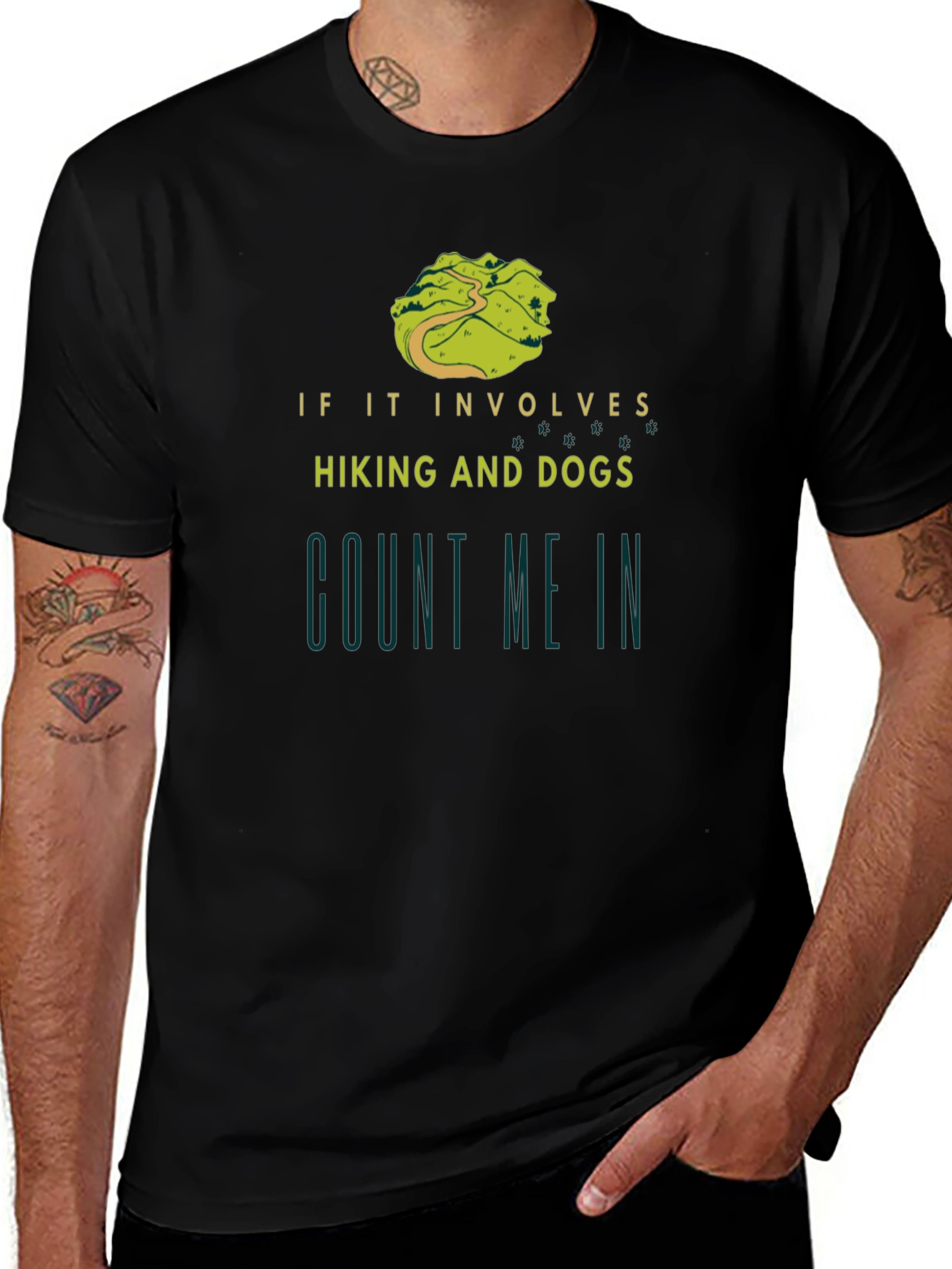 Variant 10 of Hiking and Dogs T-Shirt - Count Me In!