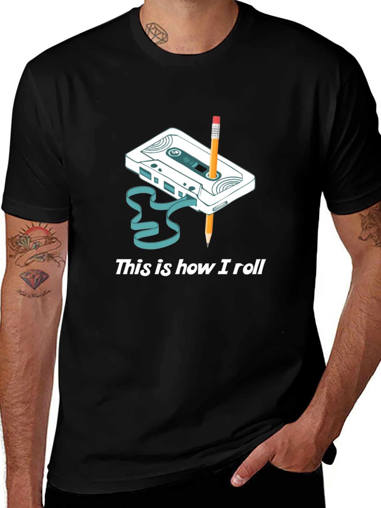 Variant 30 of Retro Cassette Tape & Pencil T-Shirt - This Is How I Roll