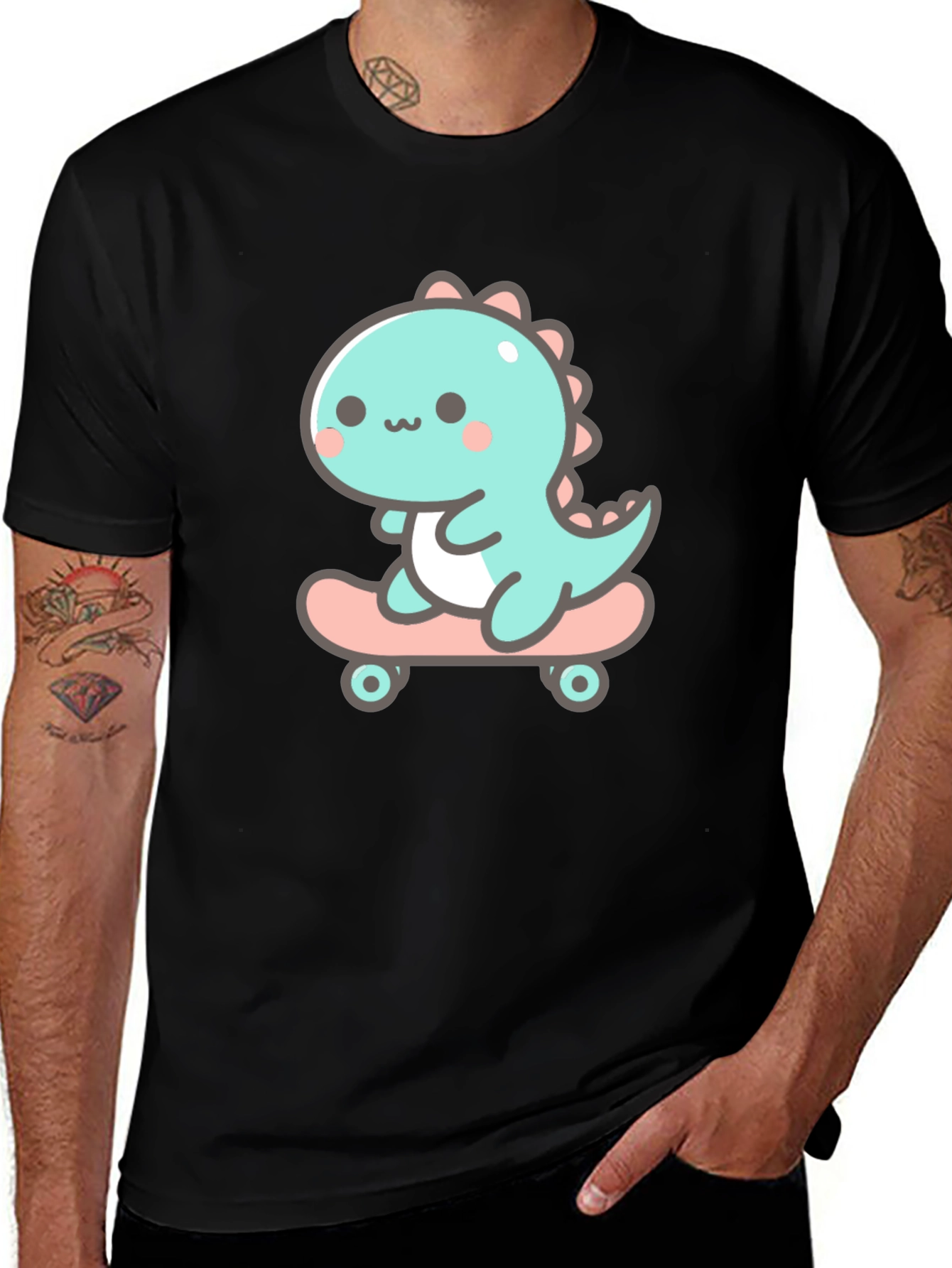 Variant 21 of Cute Dino Skateboard Graphic Tee