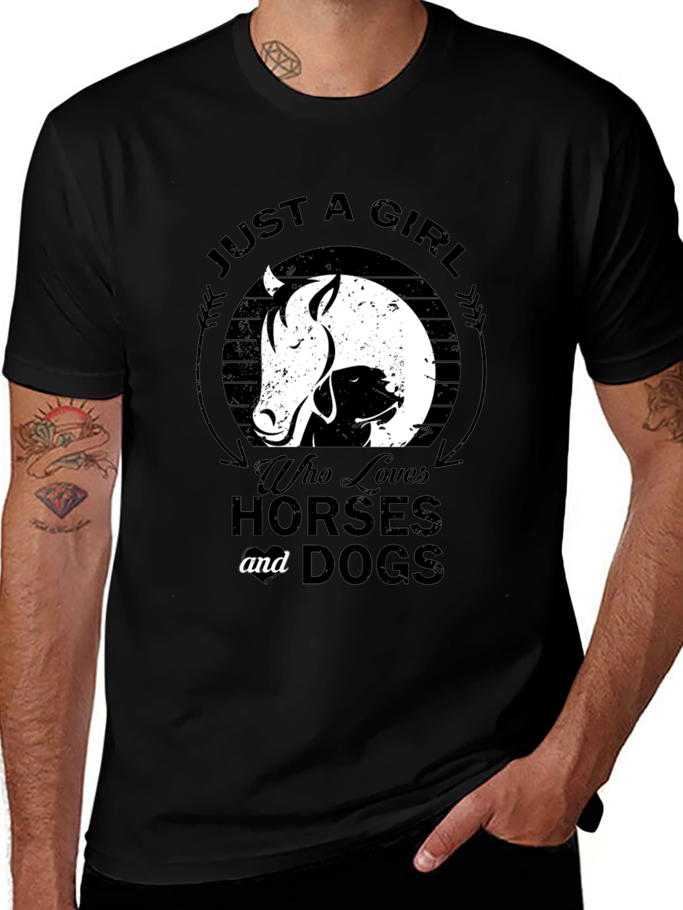 Variant 30 of Just a Girl Who Loves Horses & Dogs Black T-Shirt