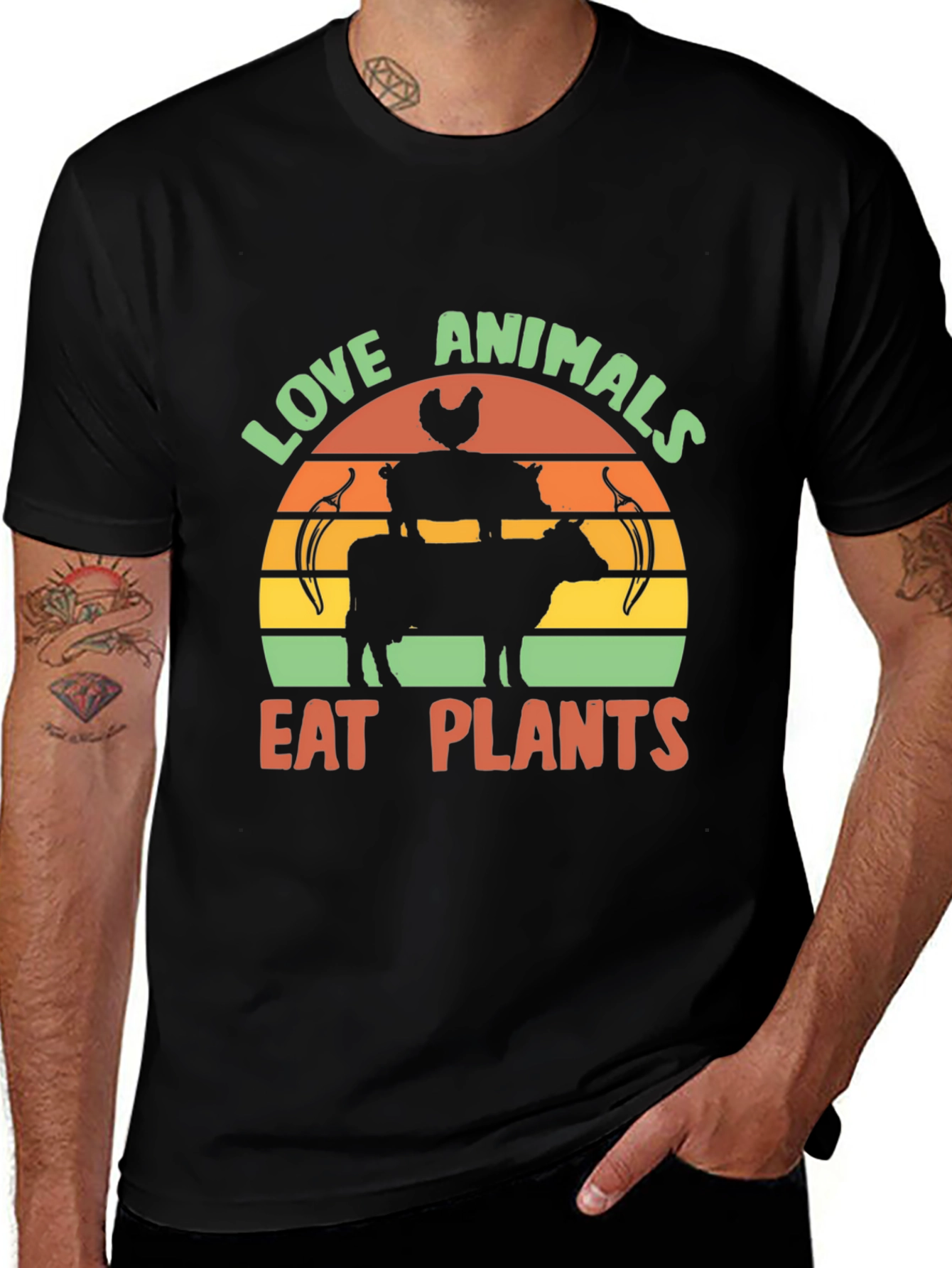 Variant 15 of Love Animals Eat Plants Graphic Tee - Black T-Shirt