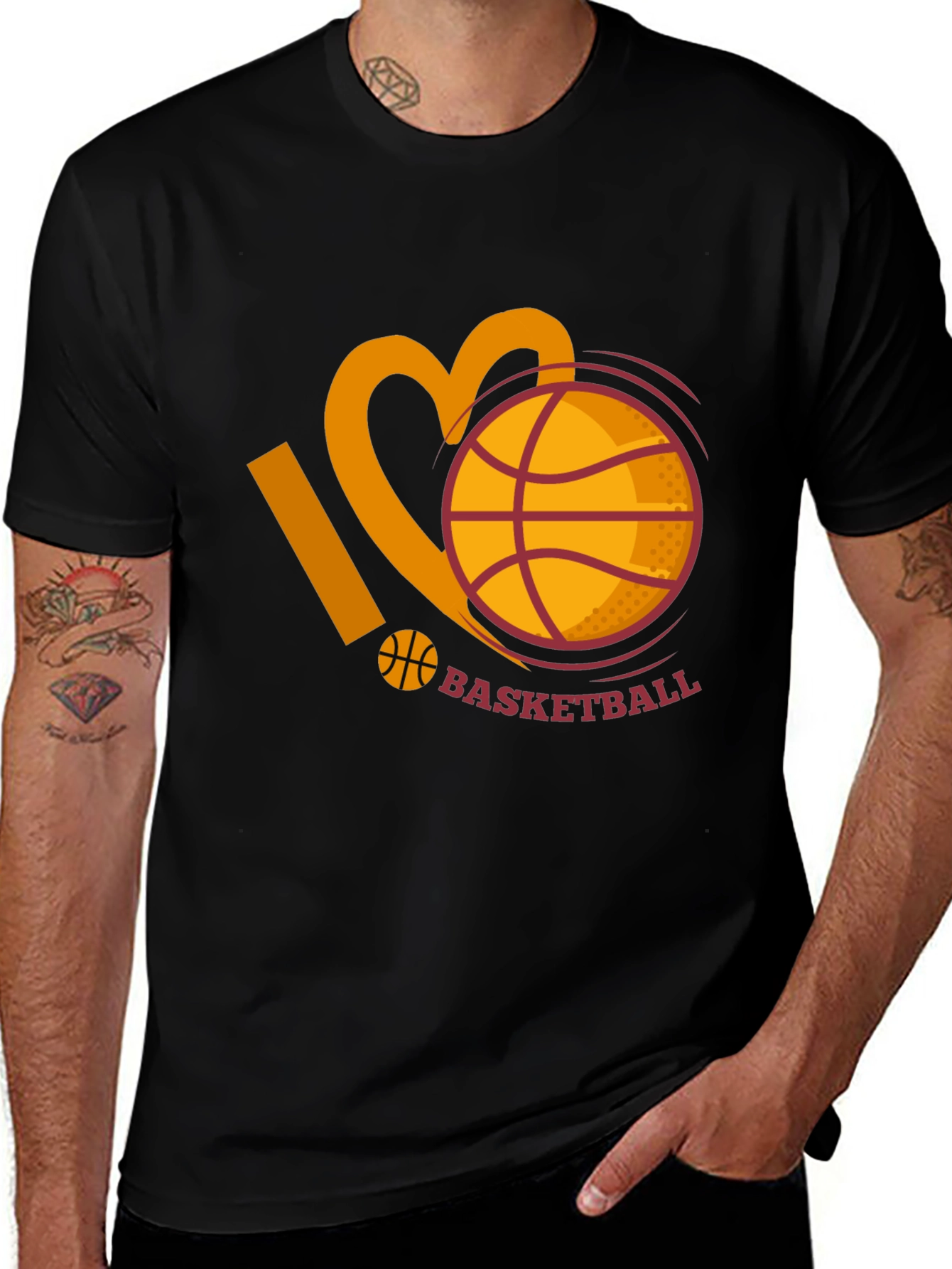 Variant 18 of I Love Basketball Graphic Tee - Black