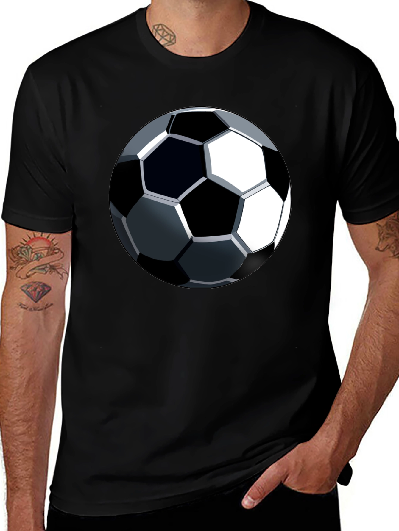Variant 3 of Soccer Ball Graphic T-Shirt - Black