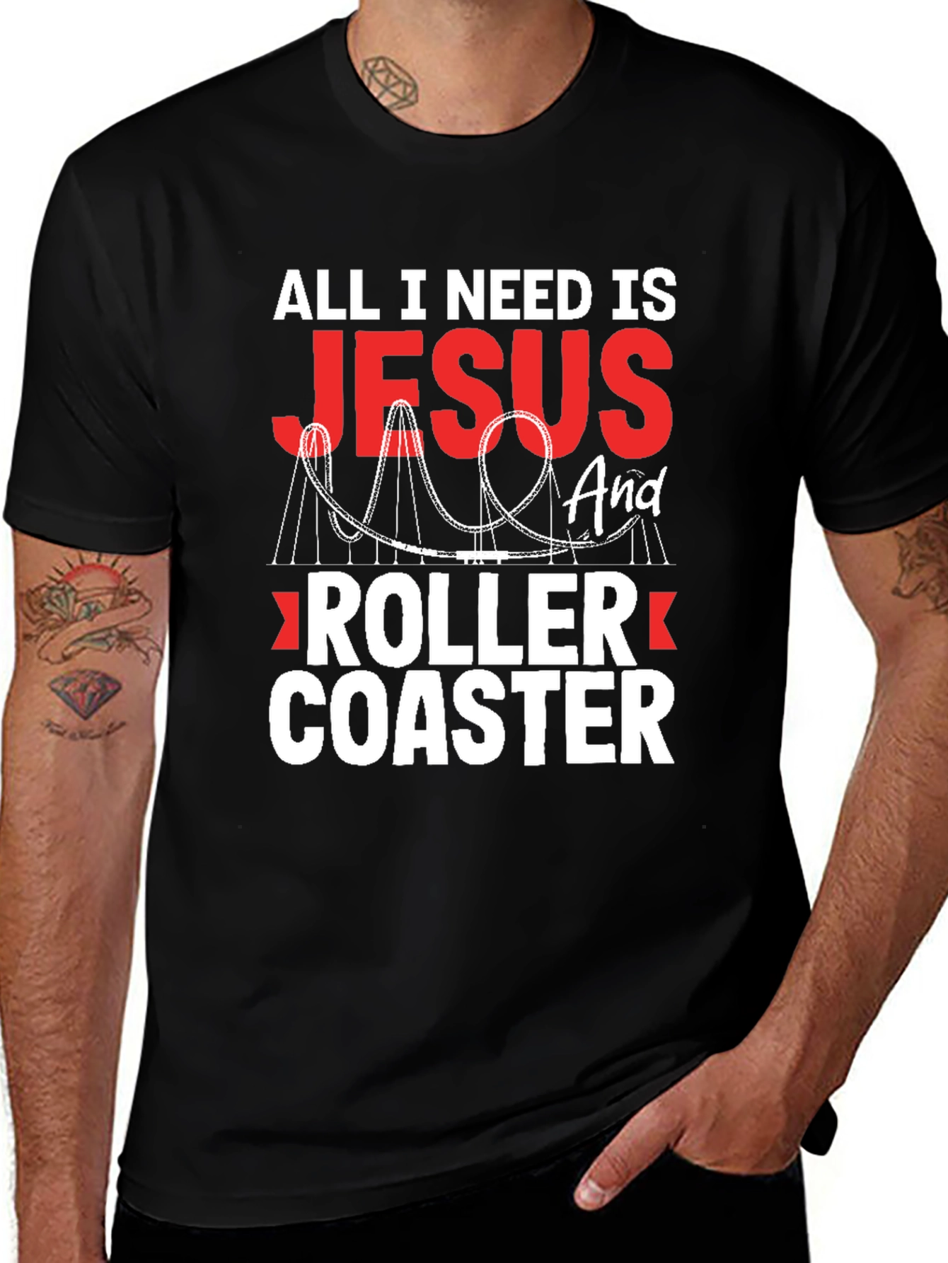 Variant 5 of Jesus and Roller Coaster T-Shirt