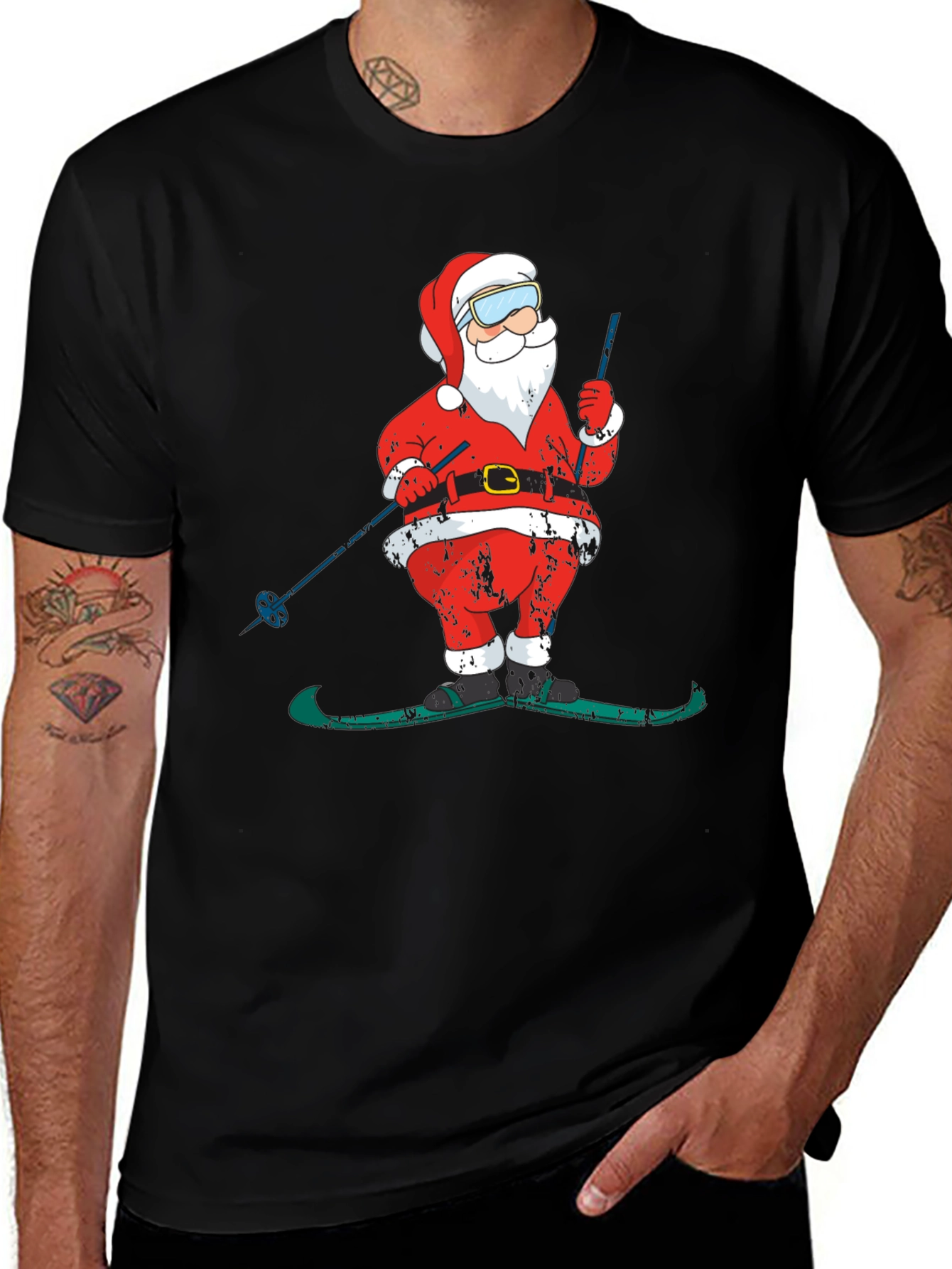 Skiing Santa Christmas T-Shirt