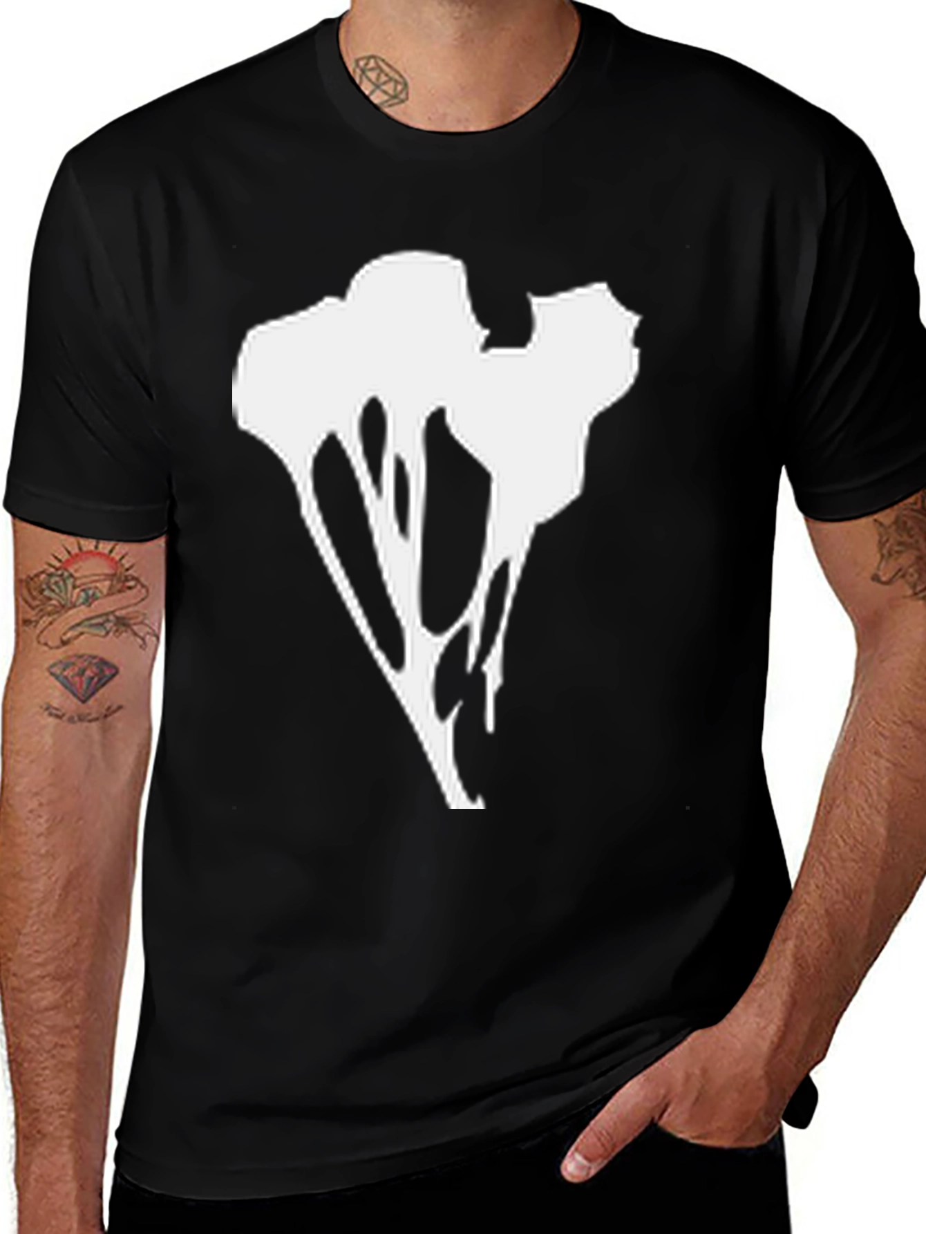 Variant 3 of Abstract Graphic Tee - Black Cotton Blend Casual Wear