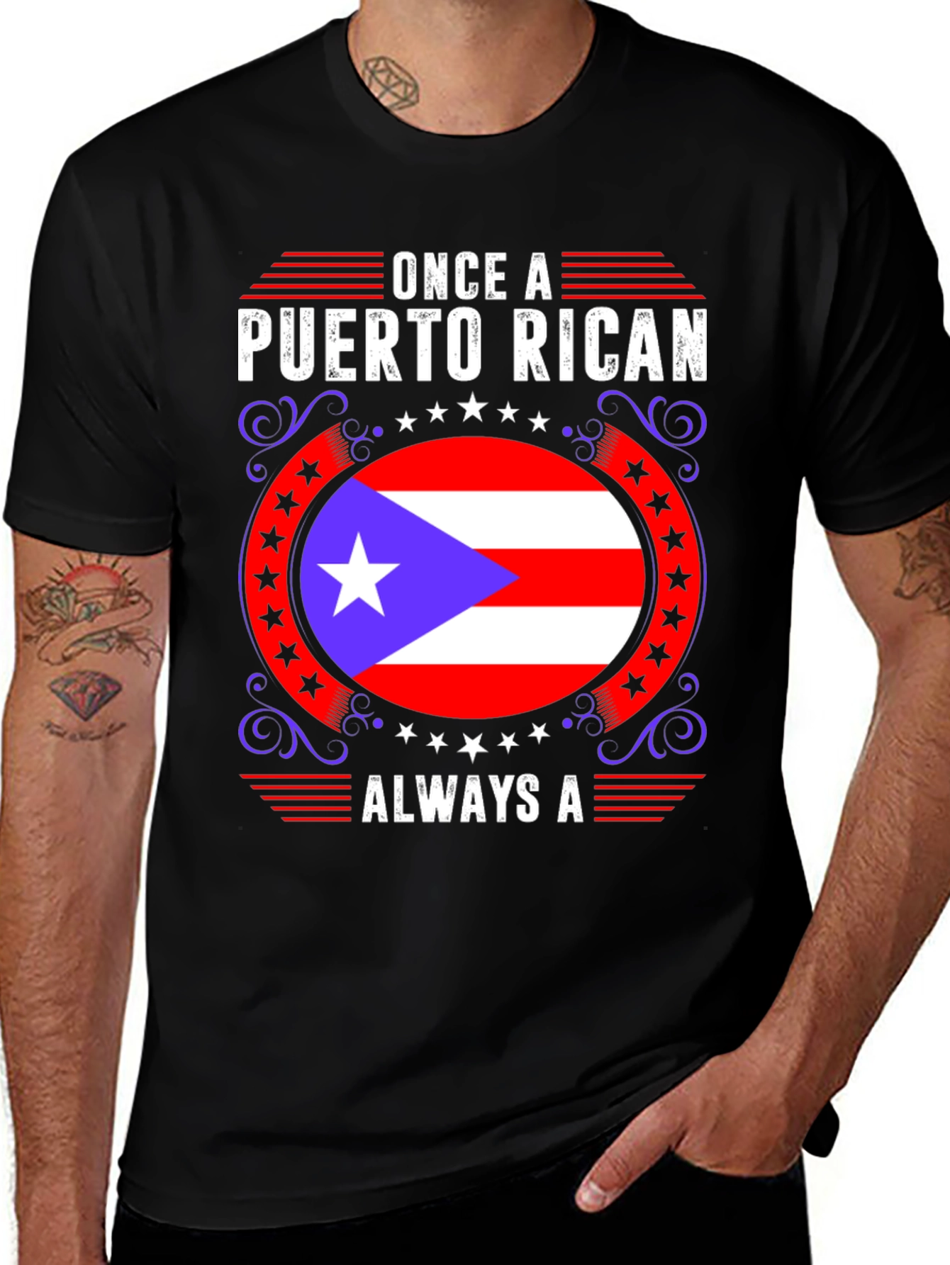 Puerto Rican Pride Graphic T-Shirt - Men's Black Tee