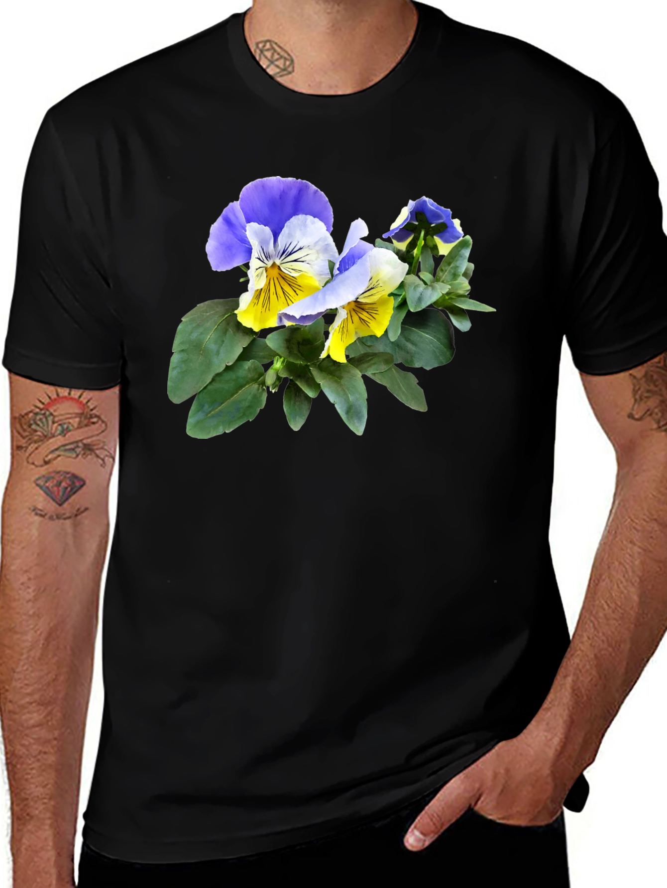 Variant 14 of Floral Pansy T-Shirt - Stylish Flower Graphic Tee