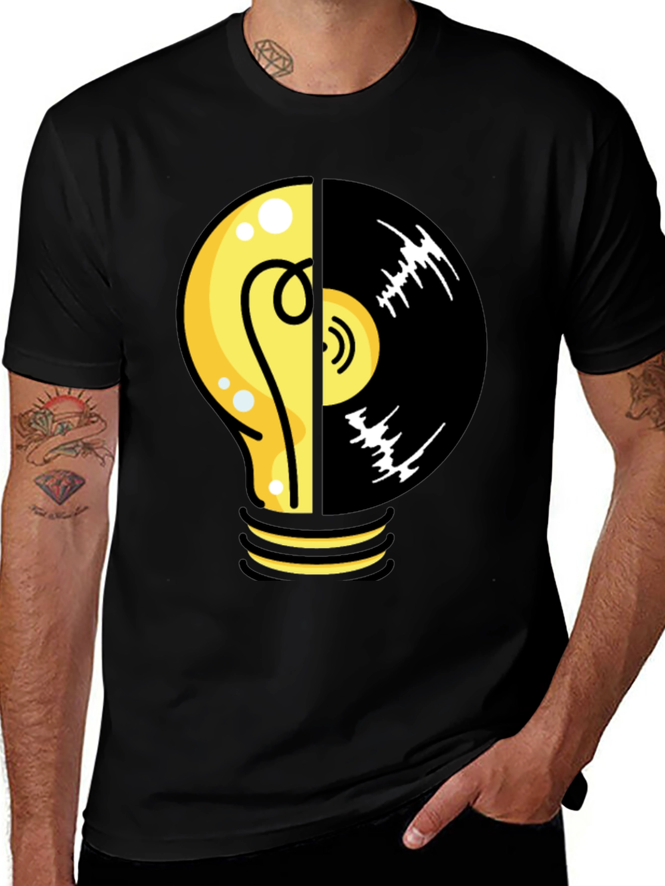 Music Idea T-Shirt: Light Bulb Vinyl Graphic Tee