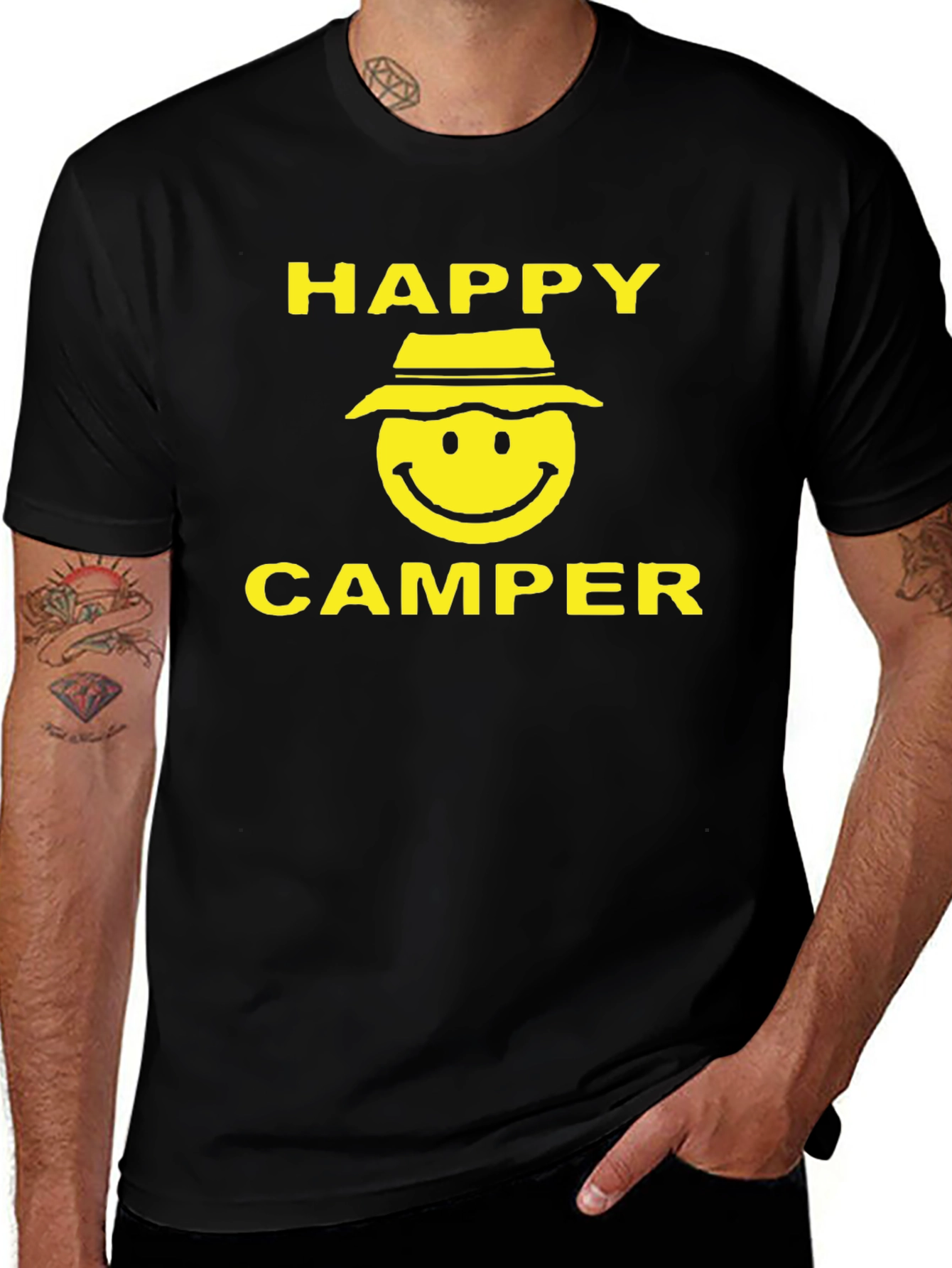 Variant 6 of Happy Camper Graphic T-Shirt - Black