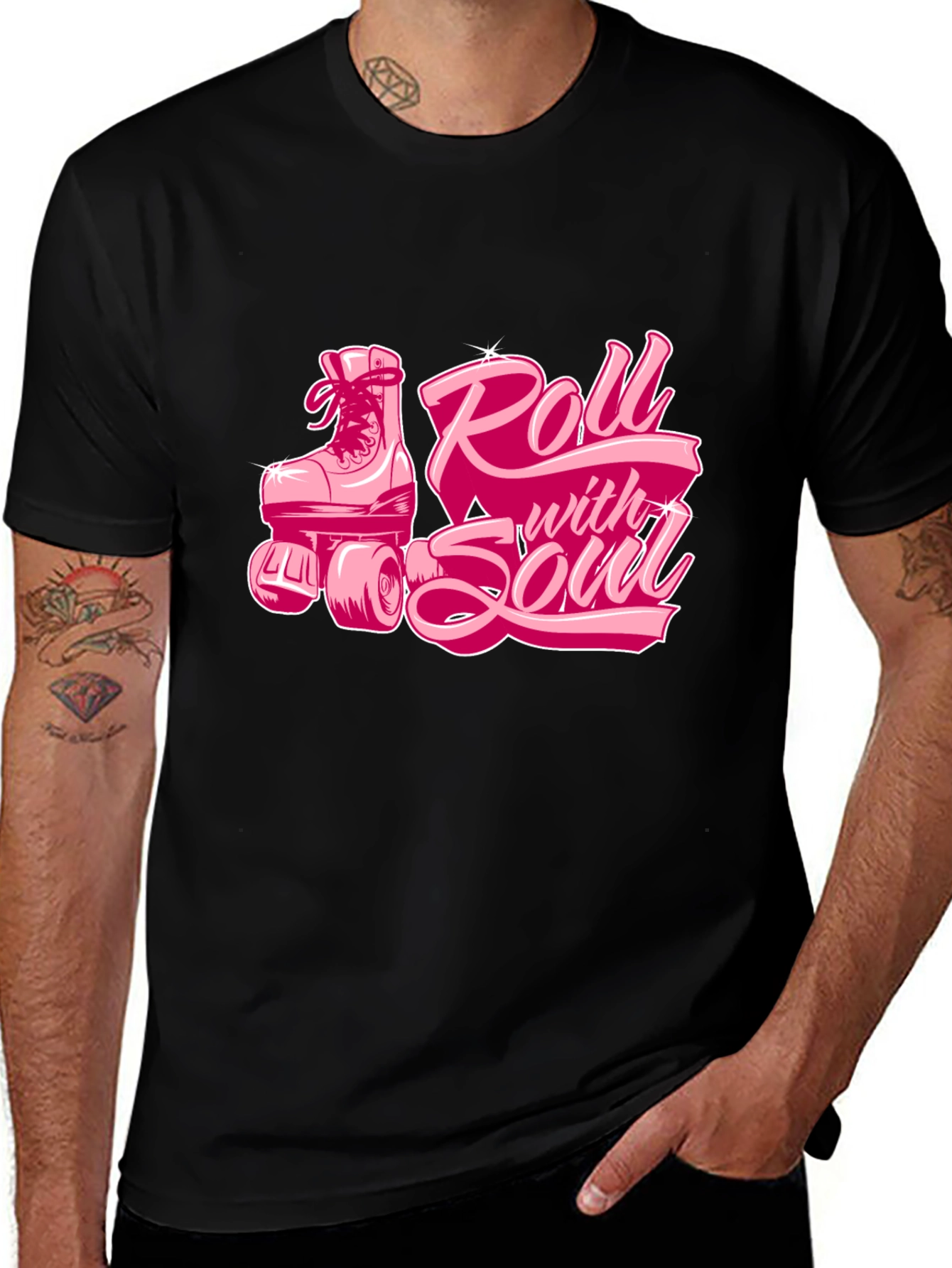 Variant 21 of Roll With Soul T-Shirt - Retro Roller Skate Design