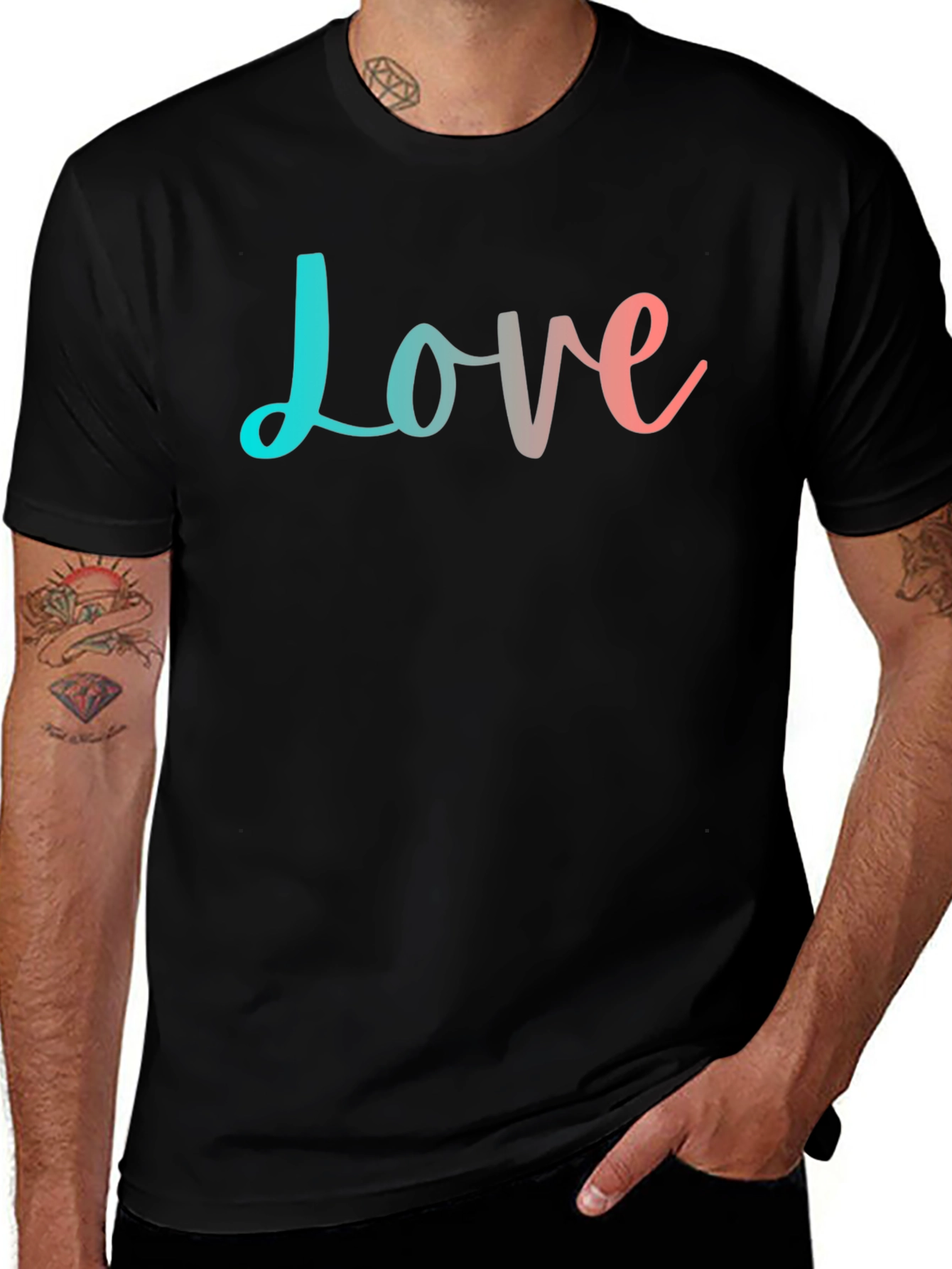 Variant 7 of Love T-Shirt - Trendy Gradient Design - Black