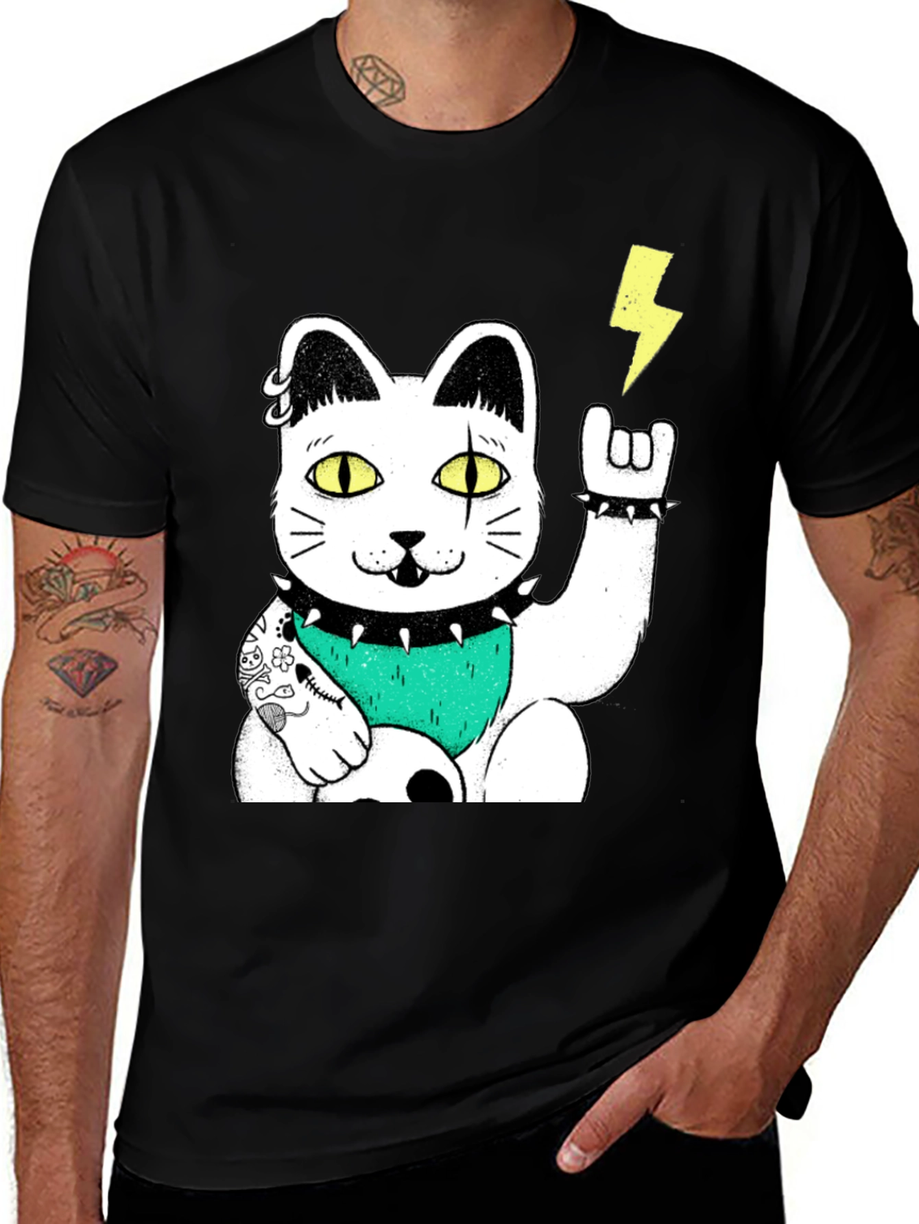 Punk Rock Lucky Cat Graphic Tee