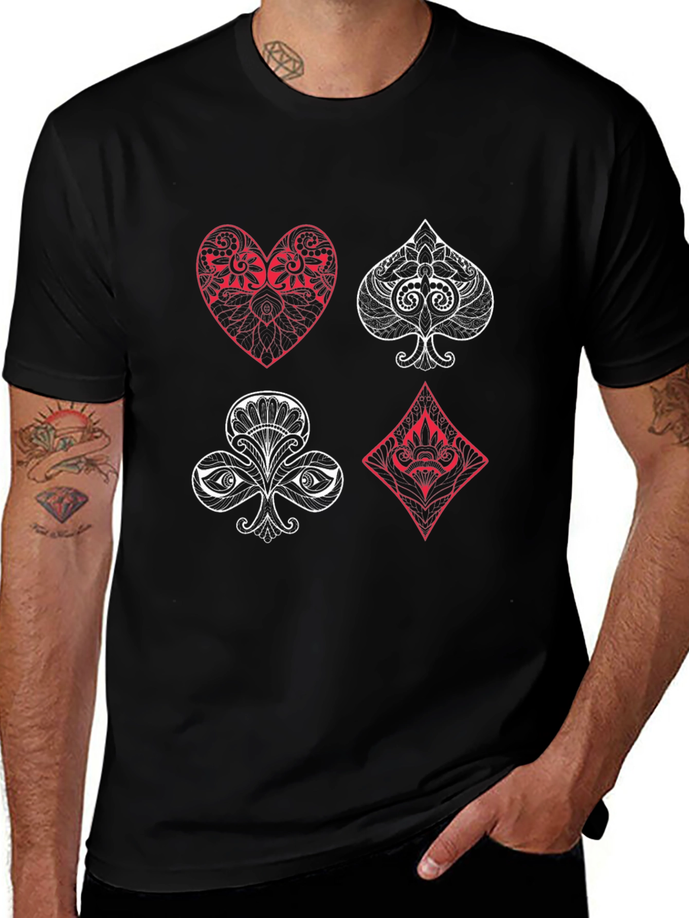 Playing Card Suits Graphic Tee - Unique Design