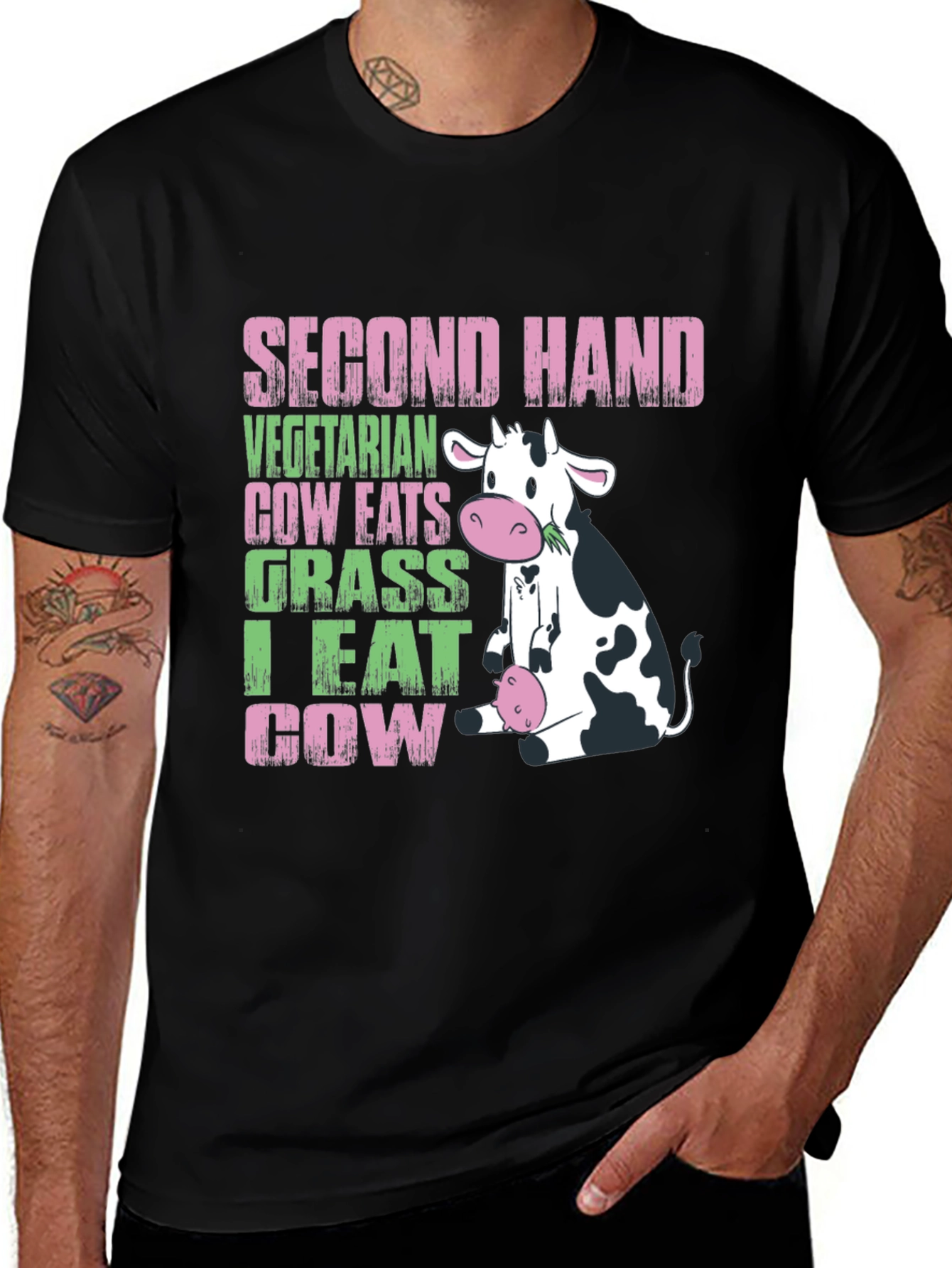 Variant 6 of Second Hand Cow T-Shirt - Vegetarian & Meat Eater Humor
