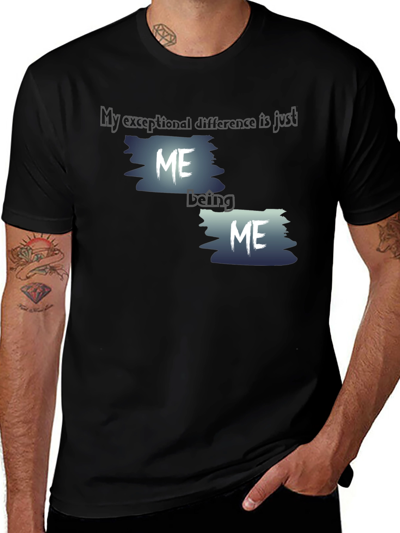 Variant 12 of Unique Black Graphic T-Shirt - "Being Me" Design