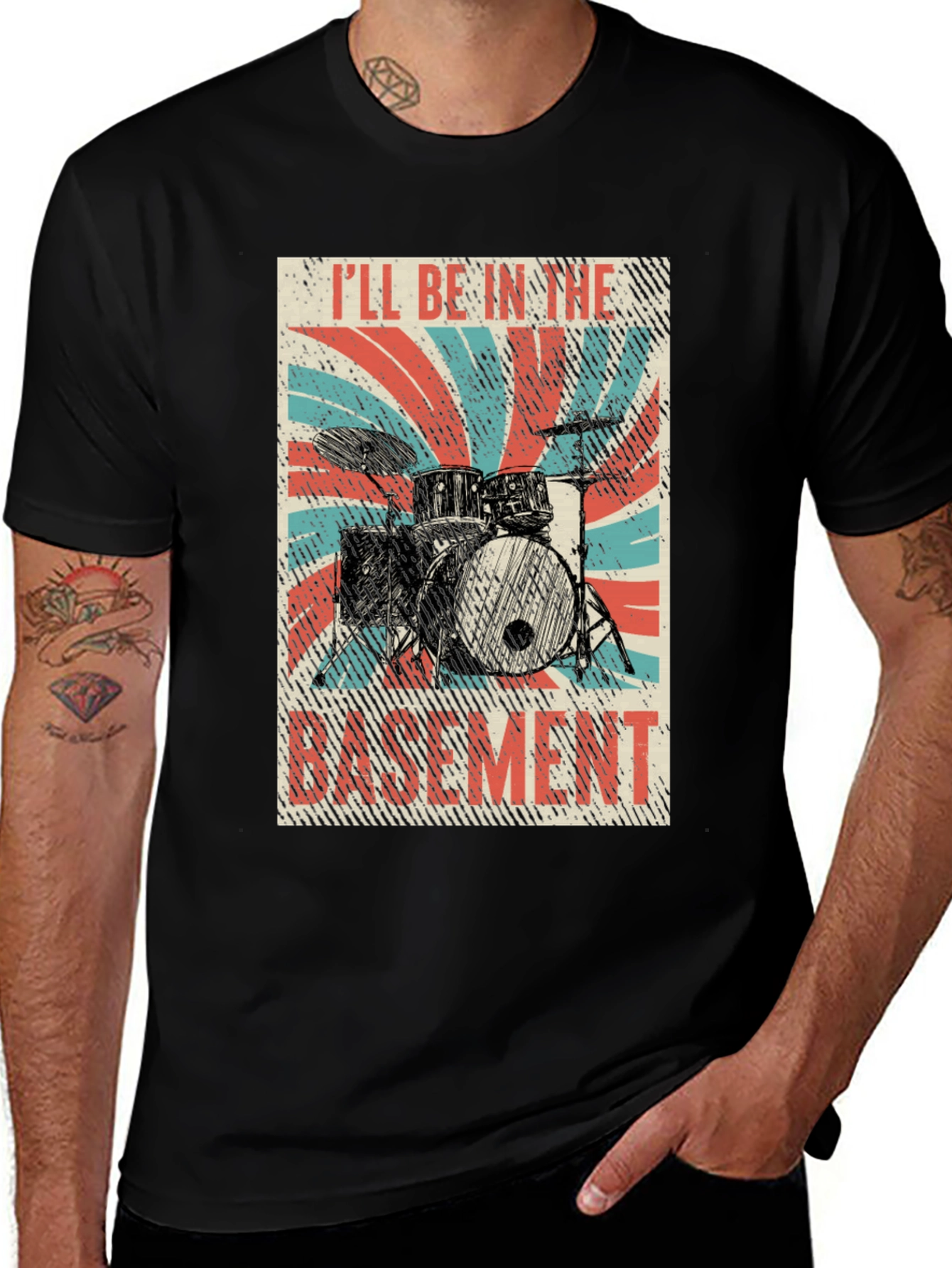 Variant 21 of I'll Be In the Basement Drum Set T-Shirt