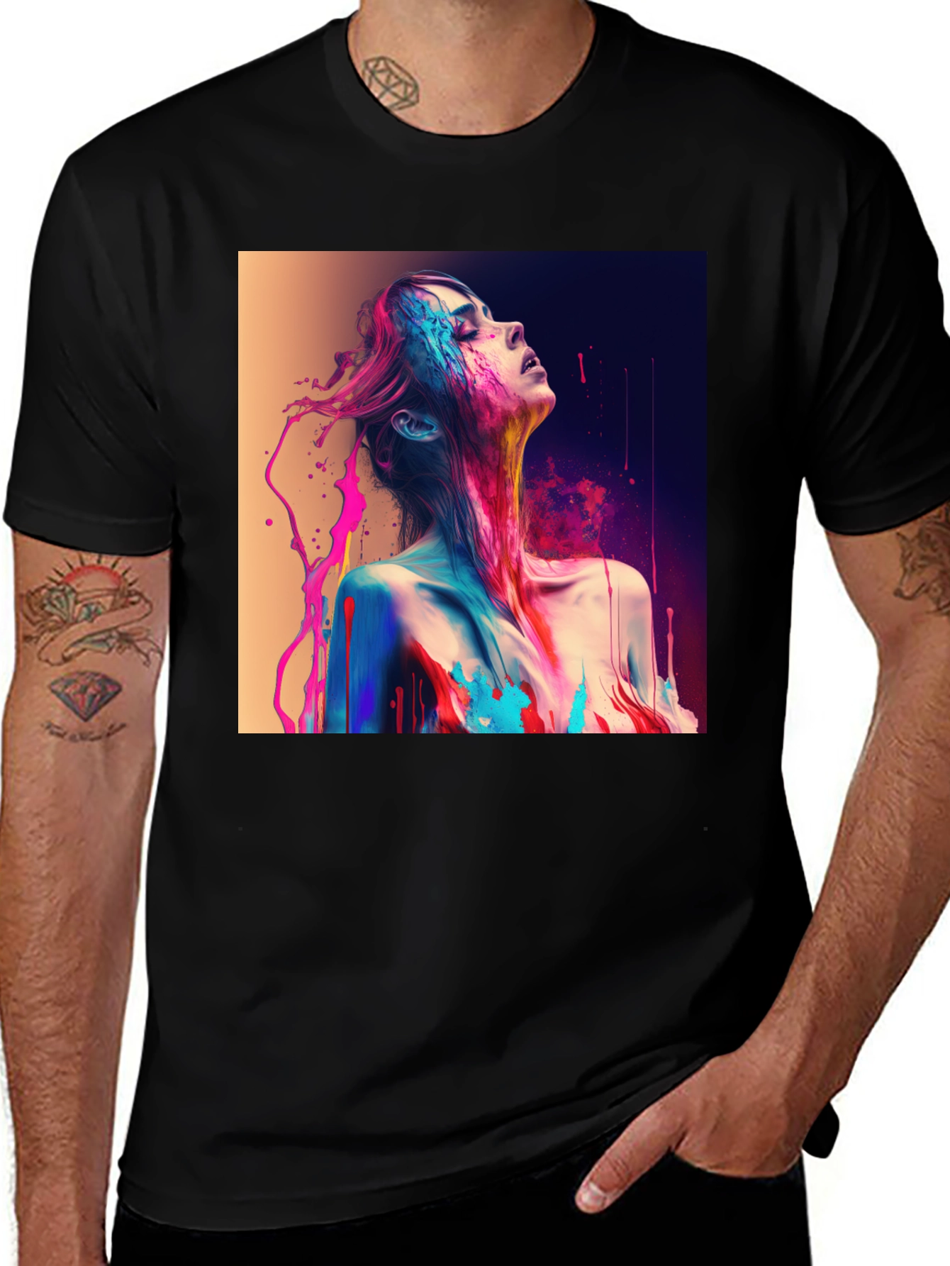Variant 8 of Artistic Paint Splatter Graphic T-Shirt