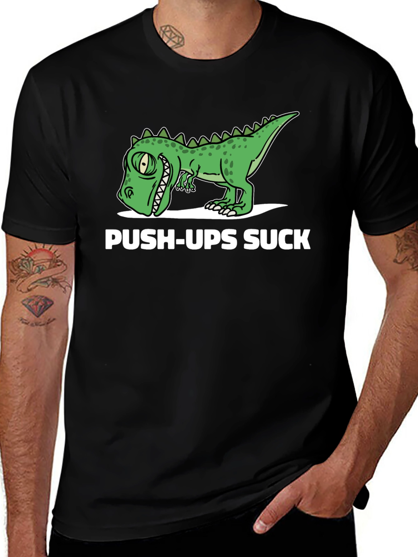 Variant 28 of Funny Dinosaur Push-Ups Suck Graphic T-Shirt